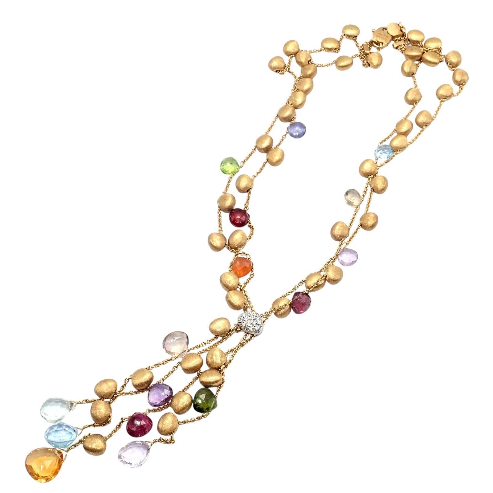 Authentic! Marco Bicego 18k Yellow Gold Paradise Gemstone Diamond Necklace | Fortrove