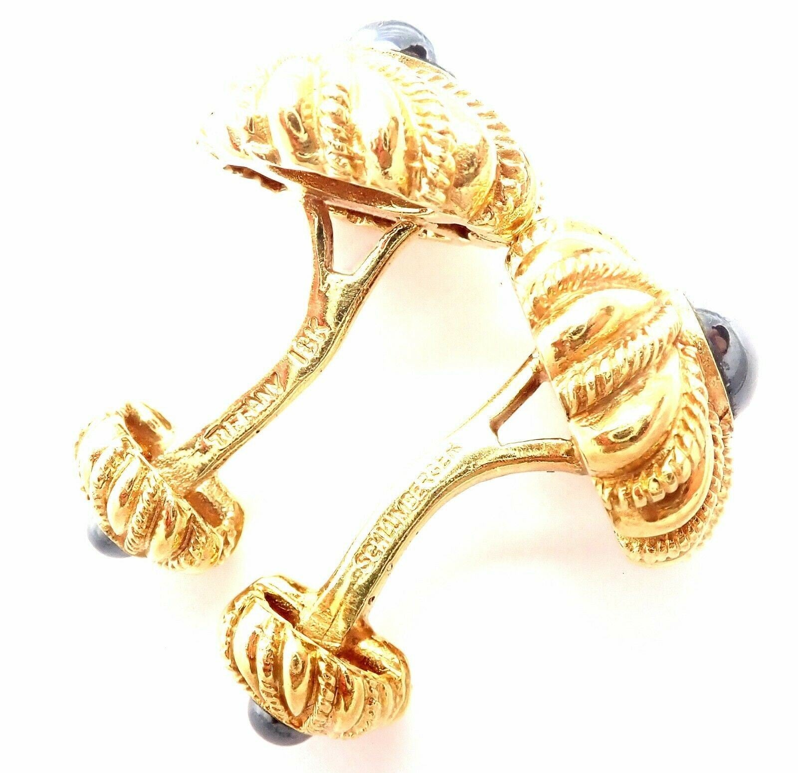 Tiffany & Co. Jewelry & Watches:Men's Jewelry:Cufflinks Authentic! Tiffany & Co Jean Schlumberger 18k Yellow Gold Hematite Cufflinks