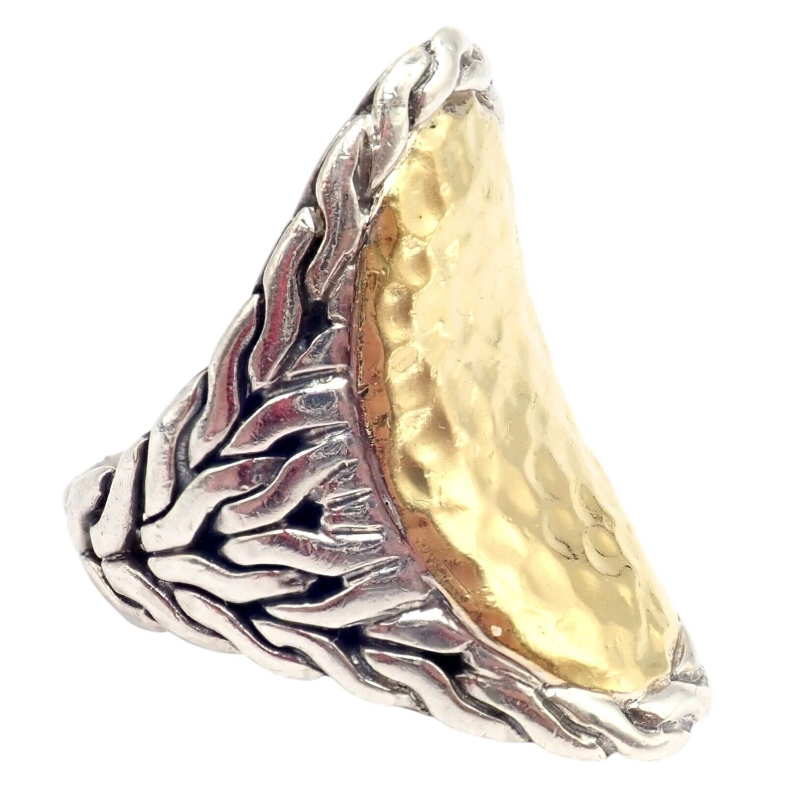 John Hardy Jewelry & Watches:Fine Jewelry:Rings John Hardy JH Silver 22k Yellow Gold Classic Palu Saddle Cocktail Ring sz 7