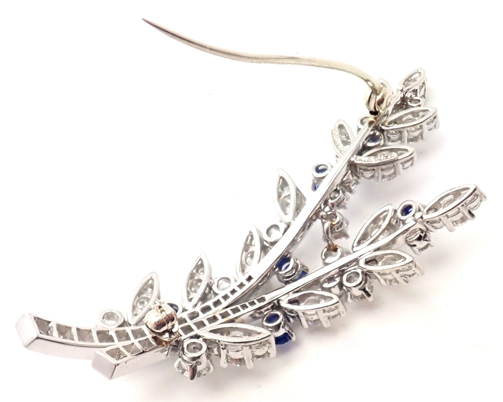 Authentic! Vintage Tiffany & Co. Platinum Diamond Sapphire Flower Pin Brooch | Fortrove