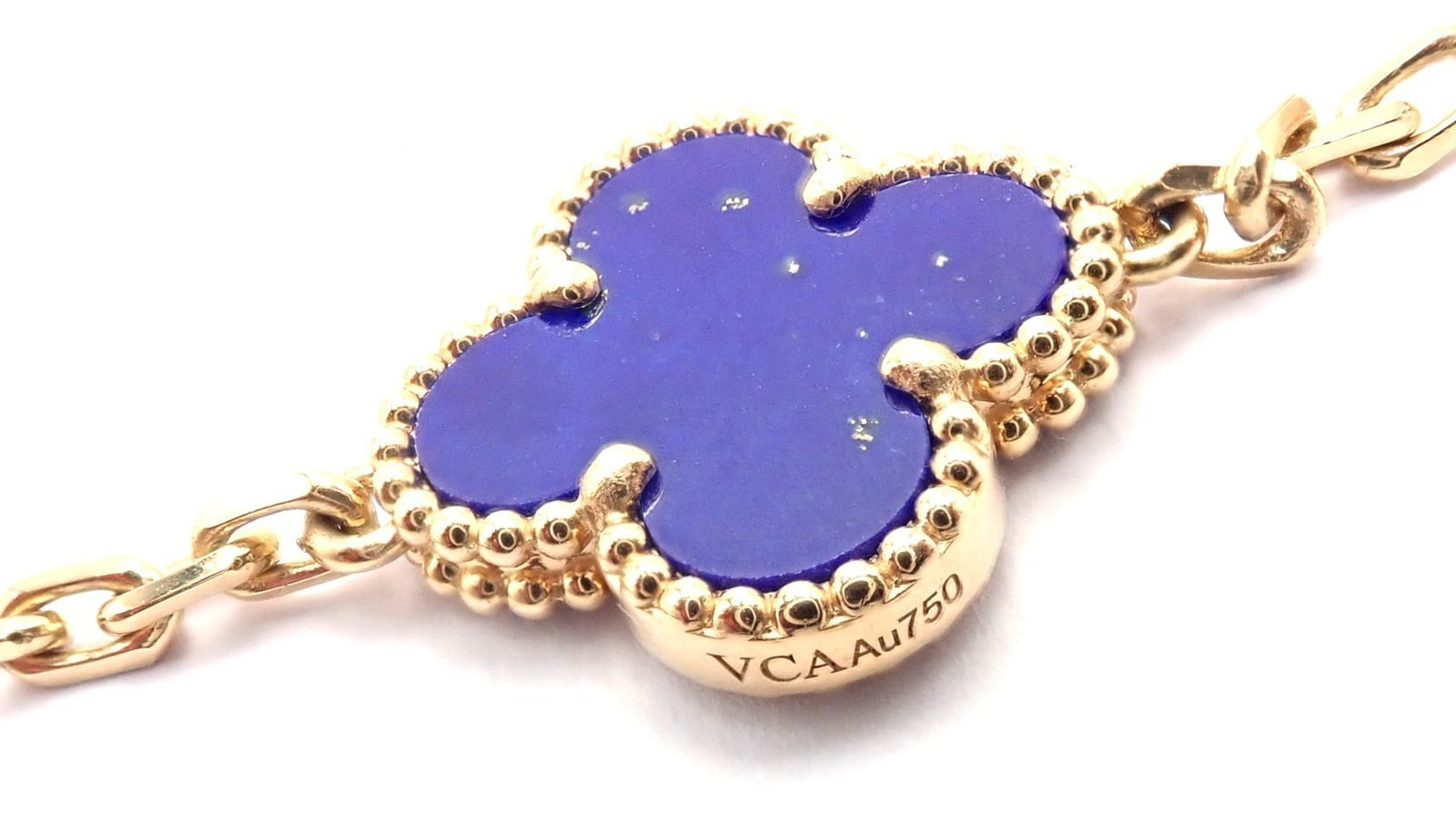 Van Cleef & Arpels Jewelry & Watches:Fine Jewelry:Necklaces & Pendants Van Cleef & Arpels 18k Yellow Gold 20 Motif Alhambra Diamond Lapis Necklace