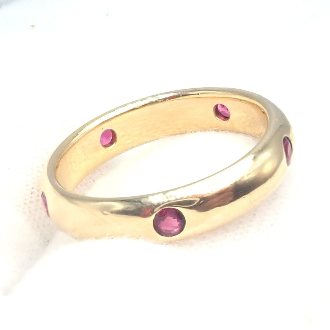 Authentic! Cartier Stella 18k Rose Gold Ruby Band Ring Size 51 | Fortrove