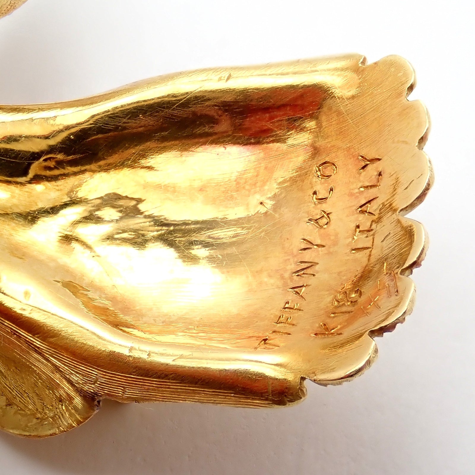Vintage Tiffany & Co 18k Yellow Gold Large Orchid Calla Lily Pin Brooch 1950s | Fortrove