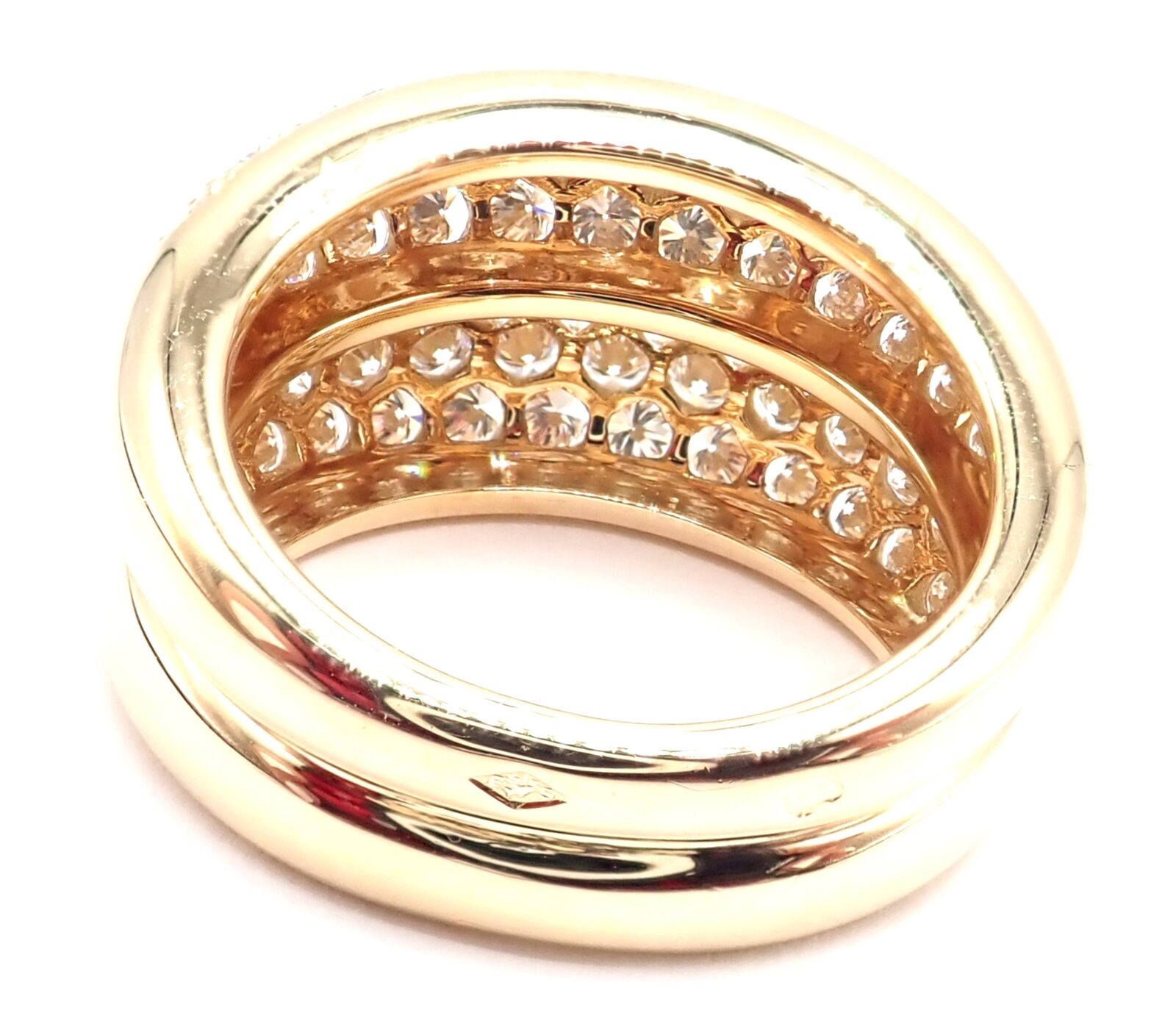 Authentic! Cartier 18k Yellow Gold Double Pave Diamond Band Ring 1993 | Fortrove