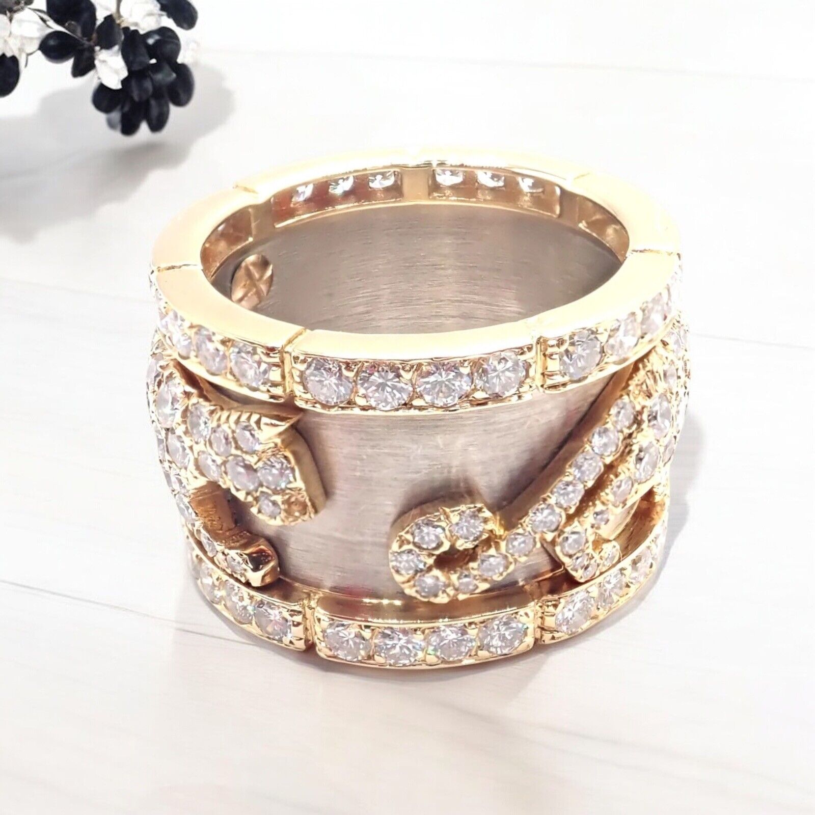 Cartier Jewelry & Watches:Fine Jewelry:Rings Cartier Mahango Walking Panthere 18k Yellow White Gold Diamond Band Ring