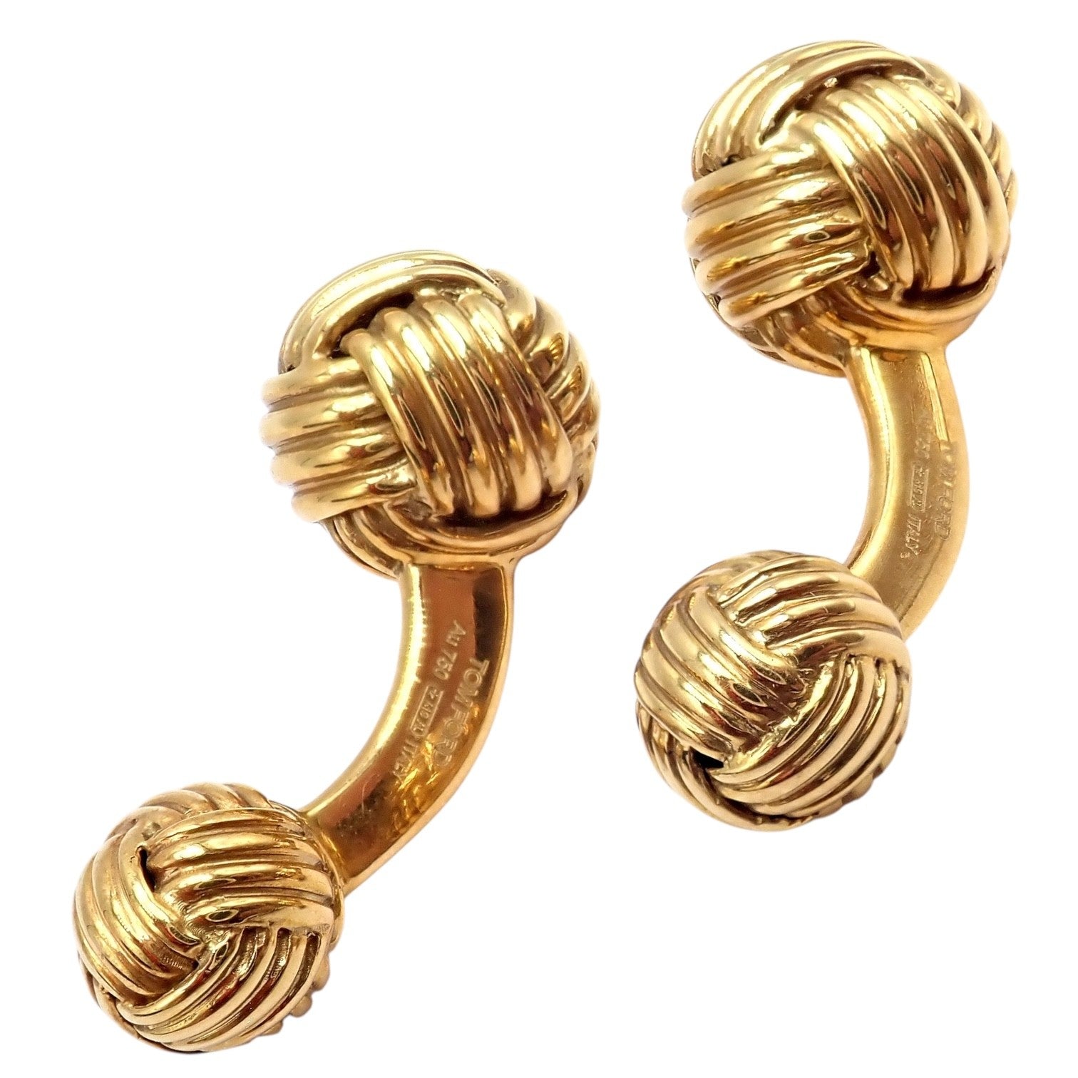 Authentic Tom Ford 18k Yellow Gold Signature Classic Rope Knot Cufflinks | Fortrove