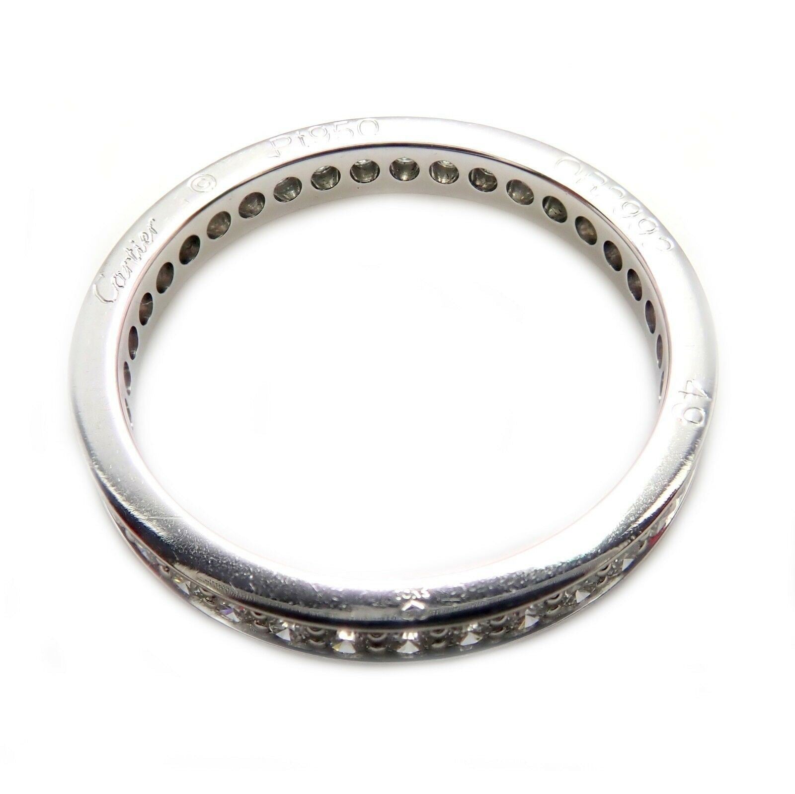 Authentic! Cartier Platinum Diamond 0.70ctw Eternity Band Ring Sz EU 49 US 5 | Fortrove
