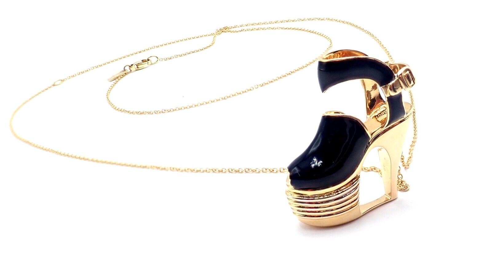 Salvatore Ferragamo Jewelry & Watches:Fine Jewelry:Necklaces & Pendants Authentic! Salvatore Ferragamo 18K Yellow Gold Enamel Shoe Pendant Necklace