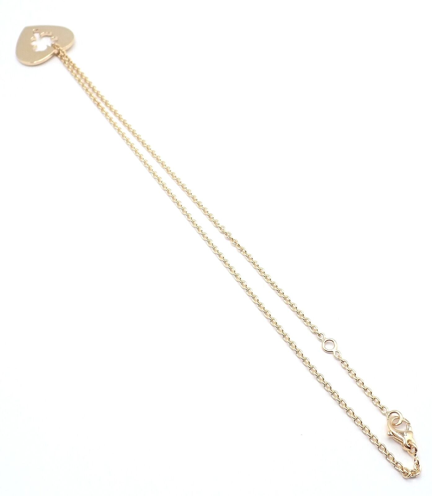 Authentic Chanel 4 Leaf Clover 18k Yellow Gold Heart Pendant Link Chain Necklace | Fortrove