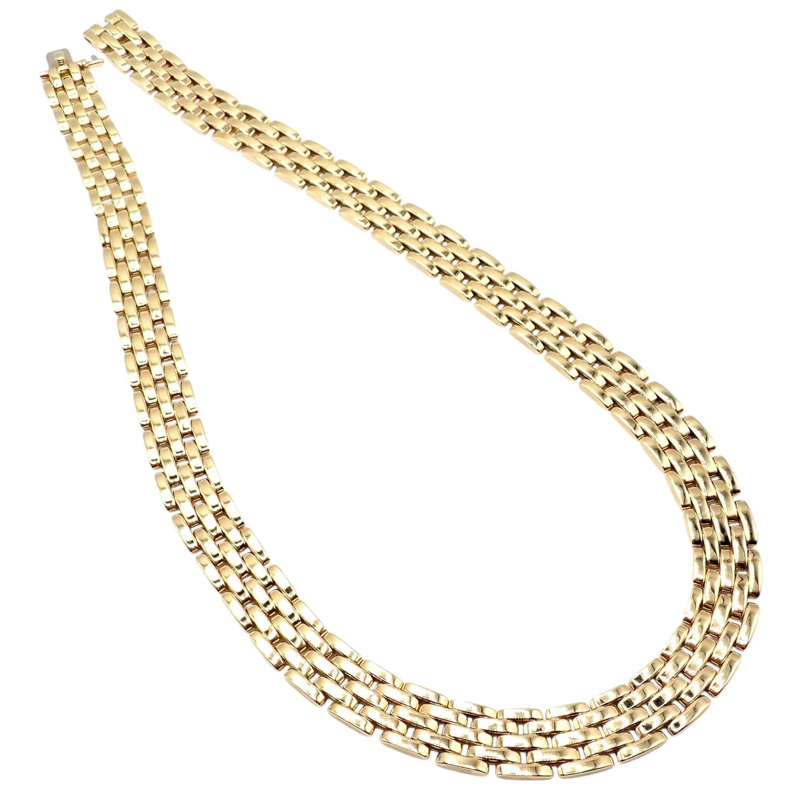 Cartier 5 Row Maillon Panther Panthere 18k Yellow Gold 20" Long Necklace Paper | Fortrove