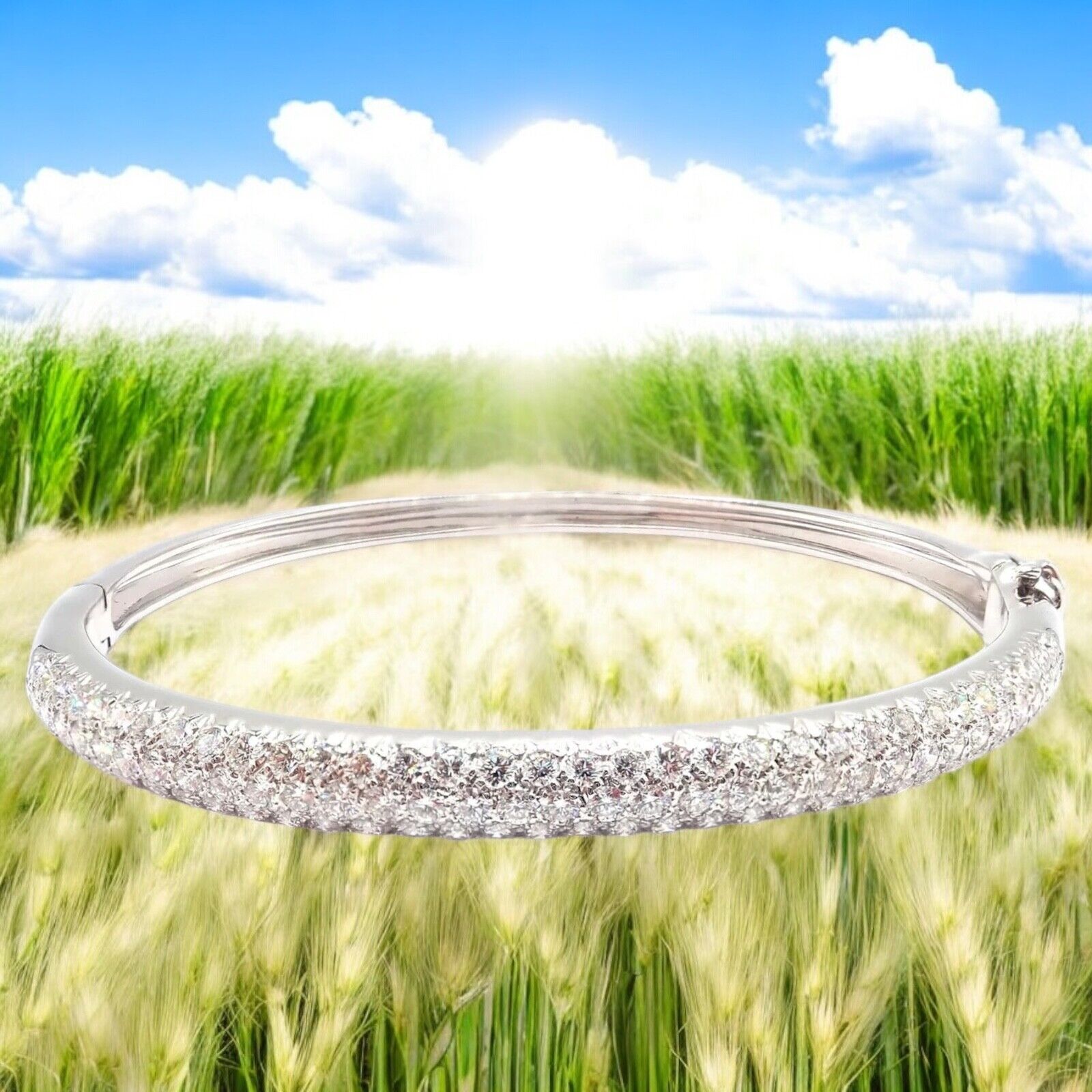 Authentic! Van Cleef & Arpels Eve 18k White Gold Diamond Bangle Bracelet Paper | Fortrove