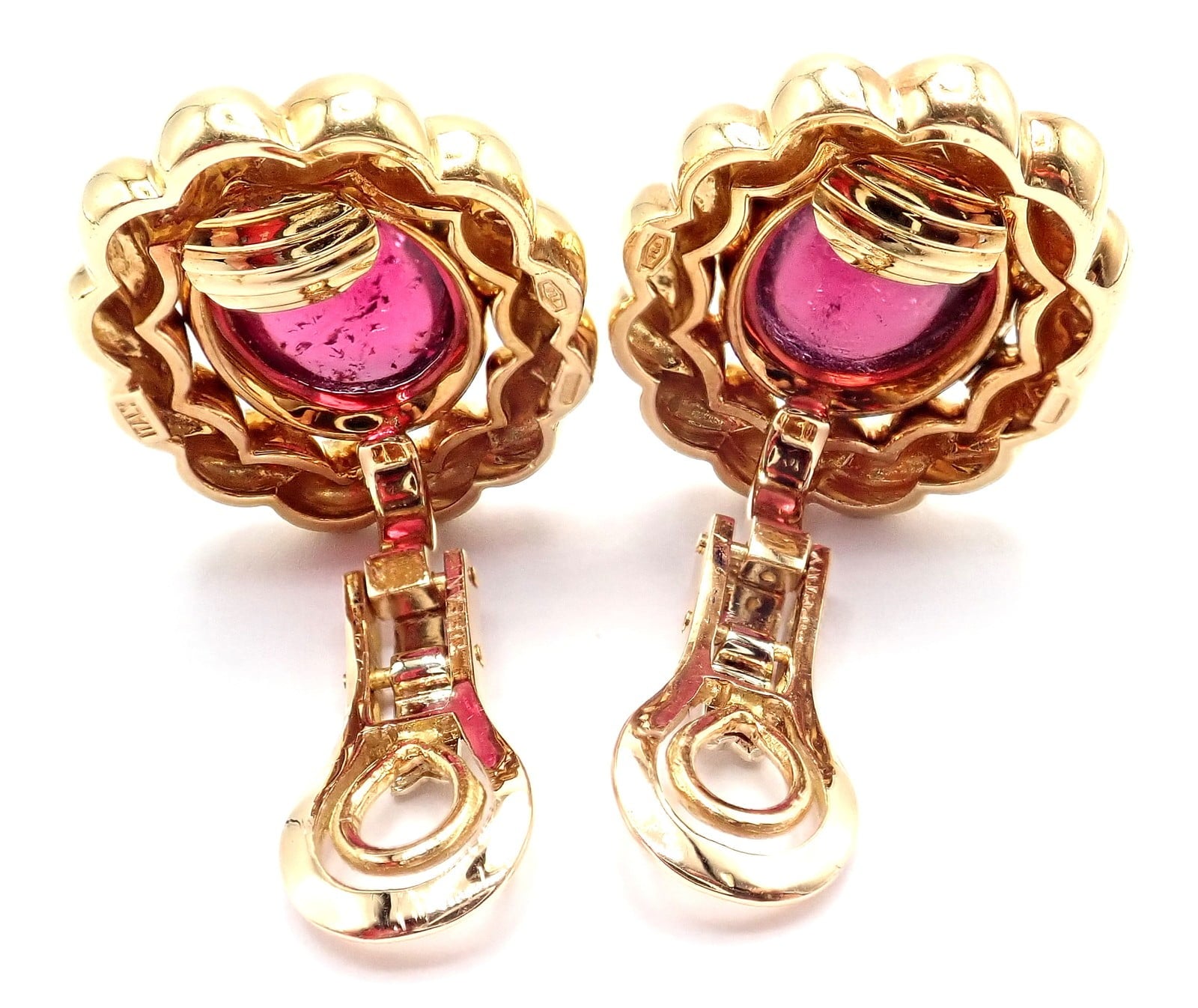 Authentic! Vintage Tiffany & Co 18k Yellow Gold Large Pink Tourmaline Earrings | Fortrove