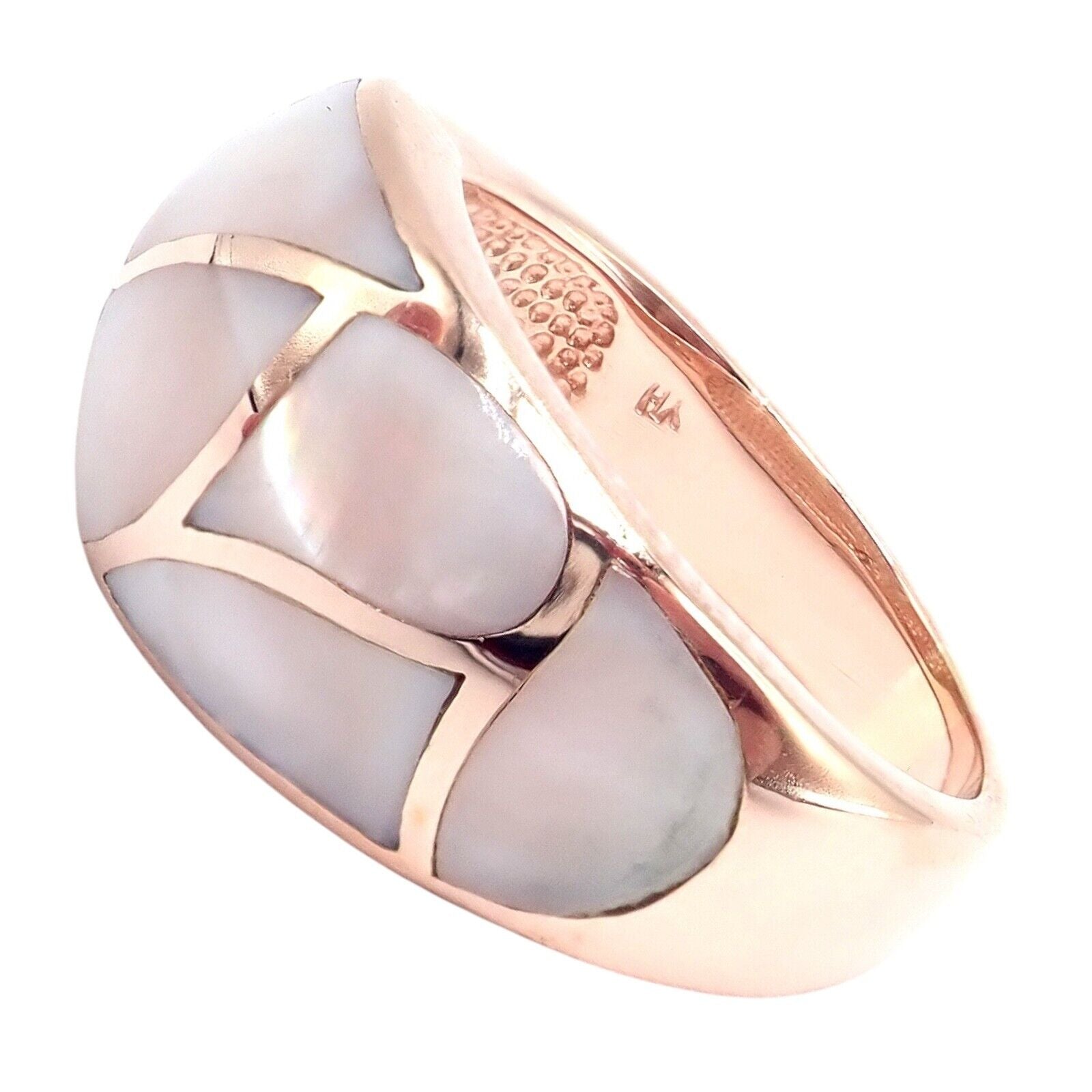 Vintage Estate 14k Rose Gold Diamond Mother of Pearl Ring sz 7.5 | Fortrove