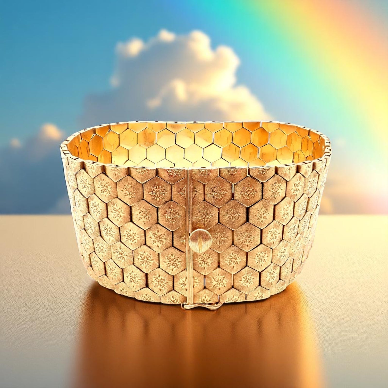 Buccellati Jewelry & Watches:Fine Jewelry:Bracelets & Charms Authentic! Vintage Mario Buccellati 18k Yellow Gold Honeycomb Hexagon Bracelet