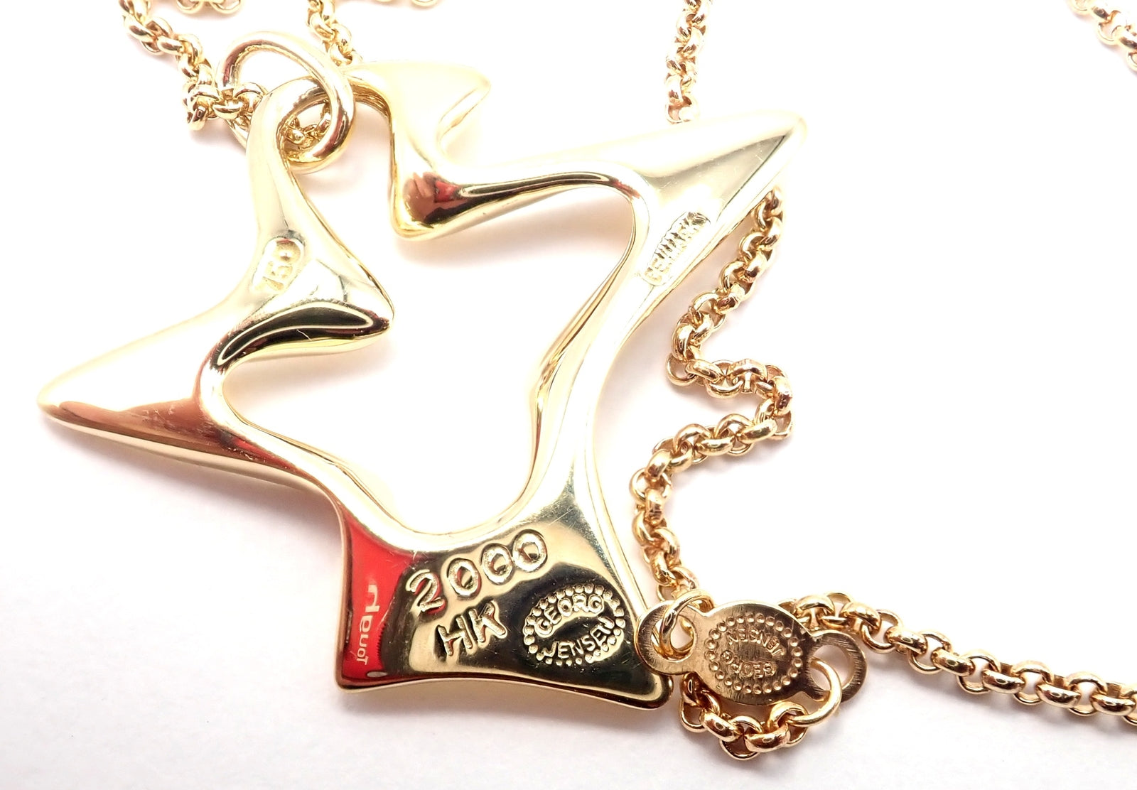 Authentic! Georg Jensen Bird 18K Yellow Gold Pendant Necklace 2000 | Fortrove