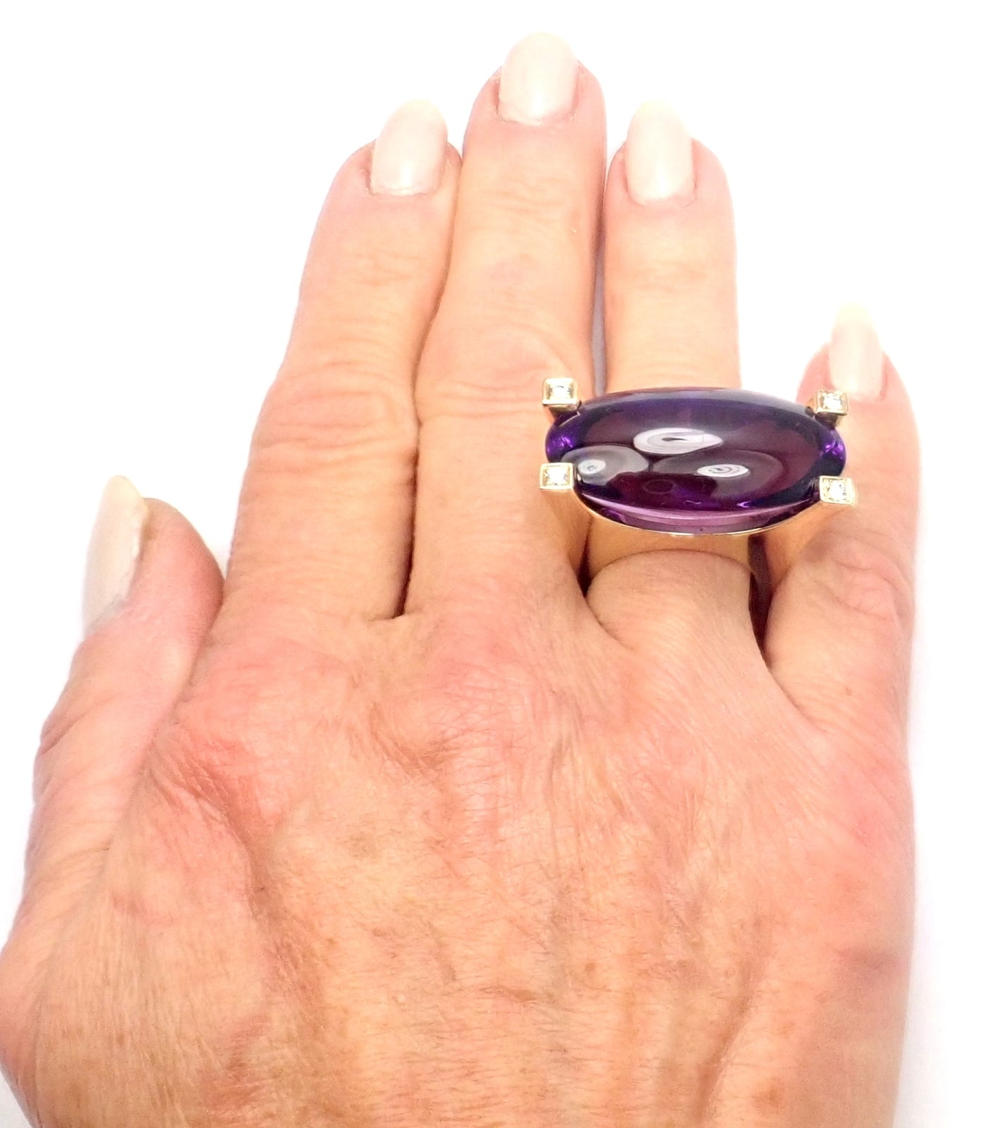 Van Cleef & Arpels Electra 18k Yellow Gold Diamond Large Amethyst Ring Paper | Fortrove