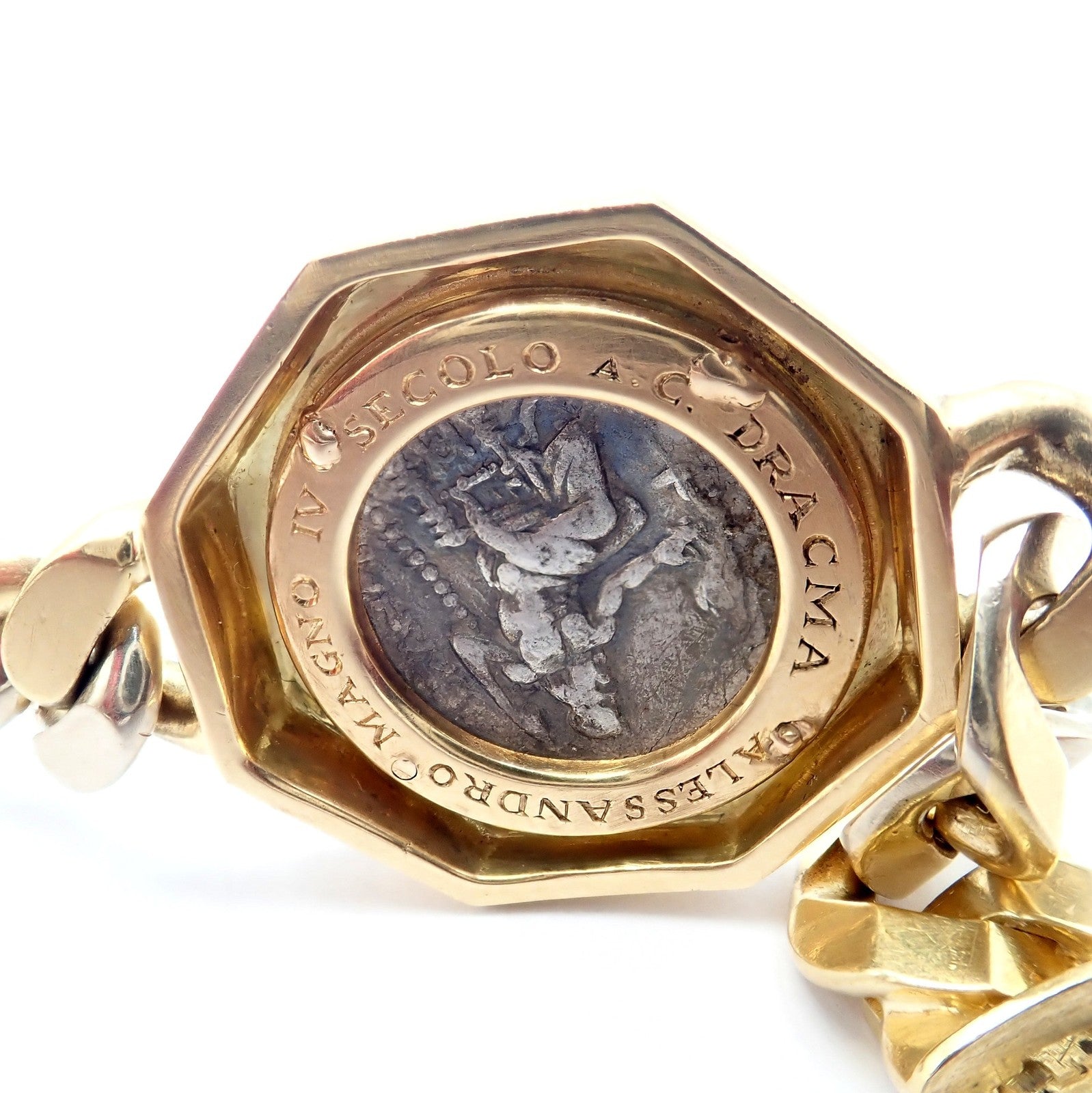 Bvlgari Jewelry & Watches:Fine Jewelry:Bracelets & Charms Rare! Bvlgari Bulgari 18k Gold Diamond Monete Antique Large Coin Link Bracelet