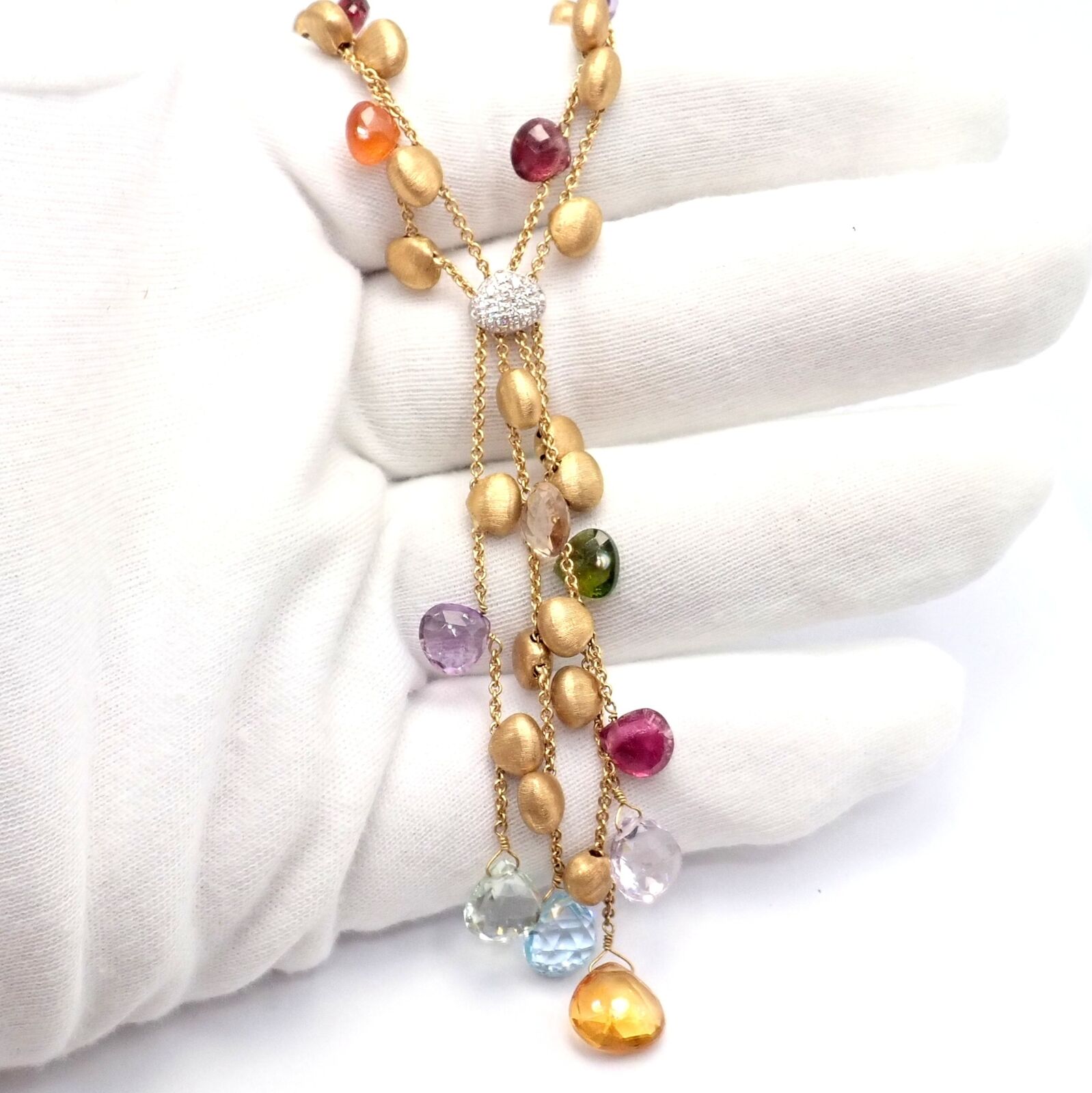 Marco Bicego Jewelry & Watches:Fine Jewelry:Necklaces & Pendants Authentic! Marco Bicego 18k Yellow Gold Paradise Gemstone Diamond Necklace