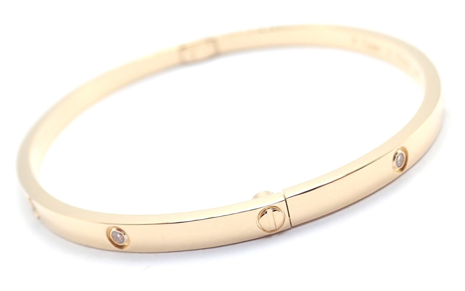 Cartier Jewelry & Watches:Fine Jewelry:Bracelets & Charms Cartier Love 18k Yellow Gold 10 Diamond Small Model Bangle Bracelet Sz 19 Cert.