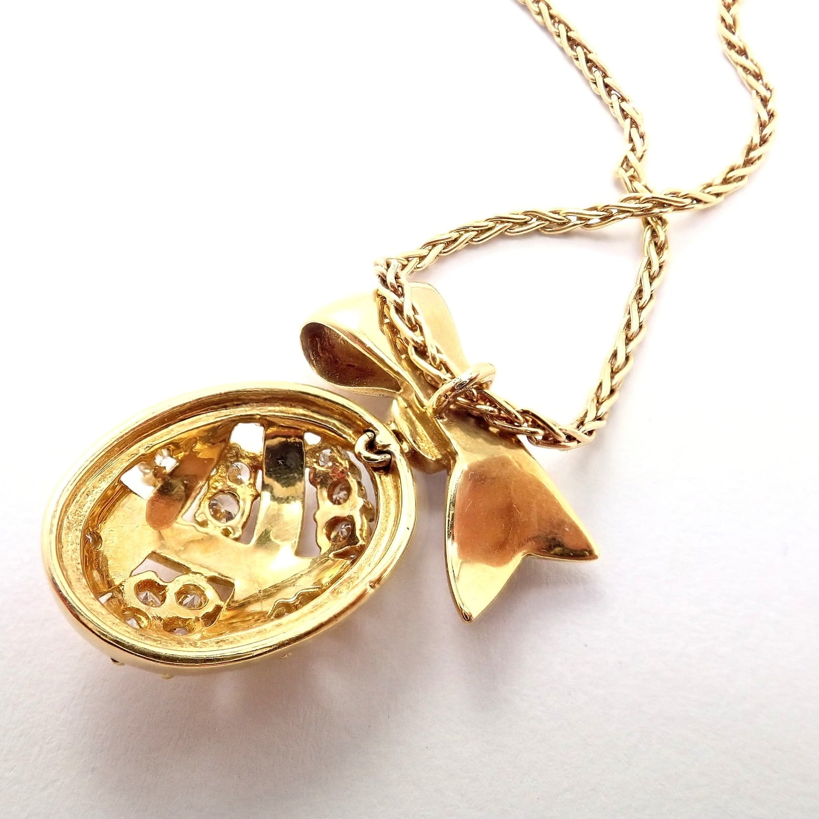 Christian Dior Jewelry & Watches:Fine Jewelry:Necklaces & Pendants Authentic! Christian Dior 18k Yellow Gold Lapis Diamond Egg Pendant Necklace