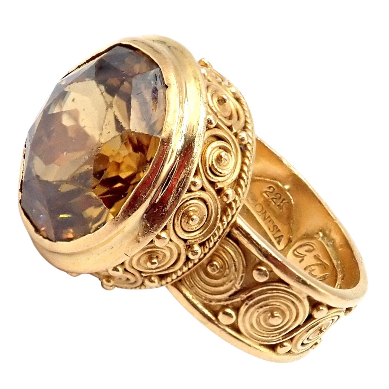 Carolyn Tyler Jewelry & Watches:Fine Jewelry:Rings Carolyn Tyler 22k Yellow Gold Seven Seas Large Golden Yellow Zircon Ring
