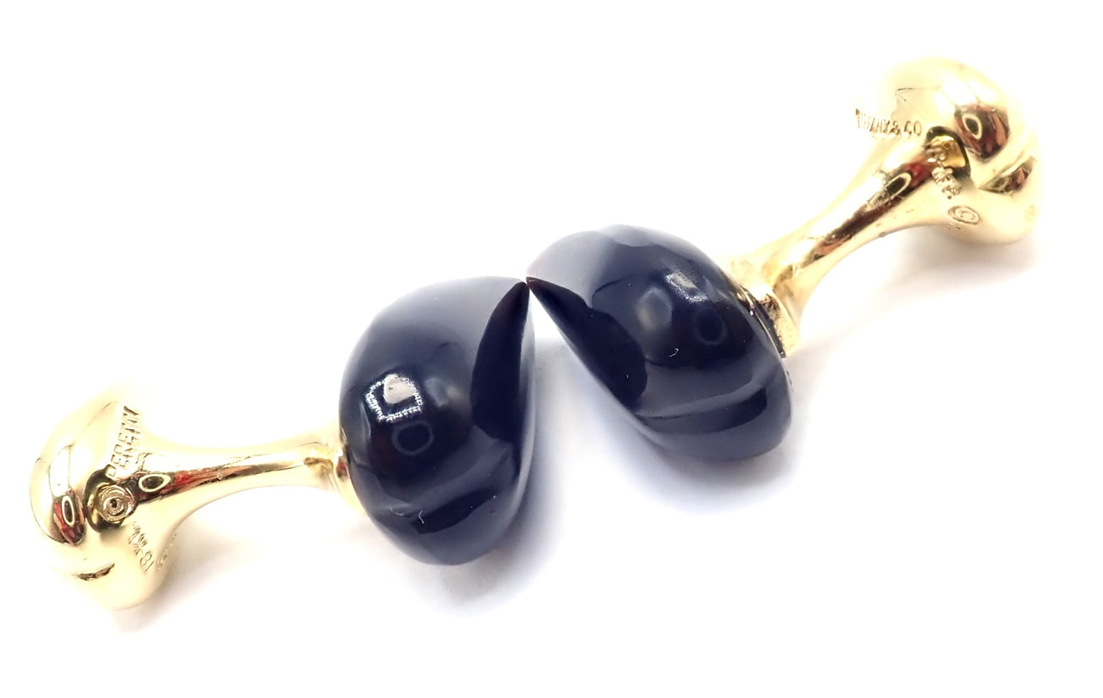Elsa Peretti for Tiffany & Co. Jewelry & Watches:Men's Jewelry:Cufflinks Authentic! Tiffany & Co Peretti 18k Yellow Gold Black Onyx Teardrop Cufflinks