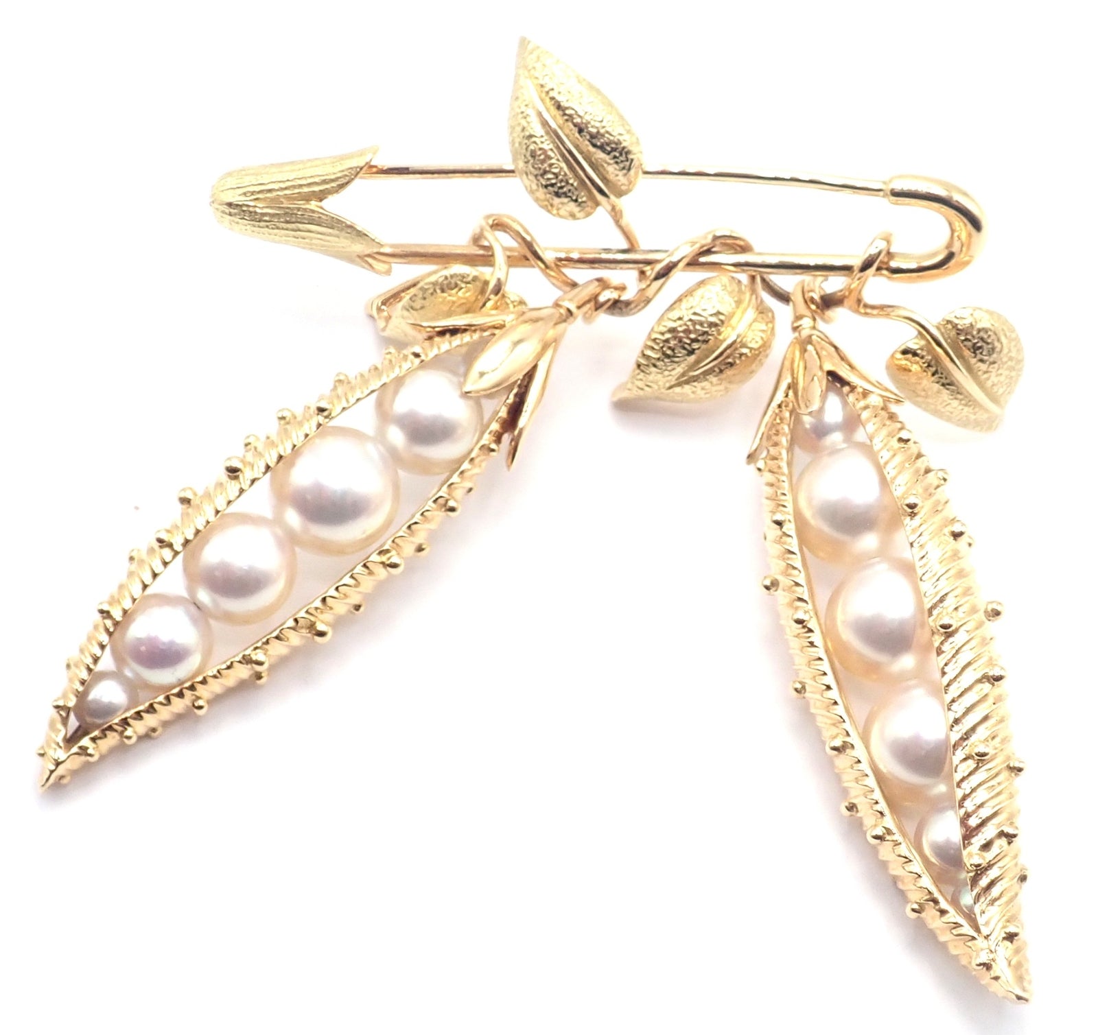 Jean Schlumberger for Tiffany & Co Jewelry & Watches:Fine Jewelry:Brooches & Pins Authentic! Tiffany & Co Schlumberger Peapod 18k Yellow Gold Pearl Pin Brooch