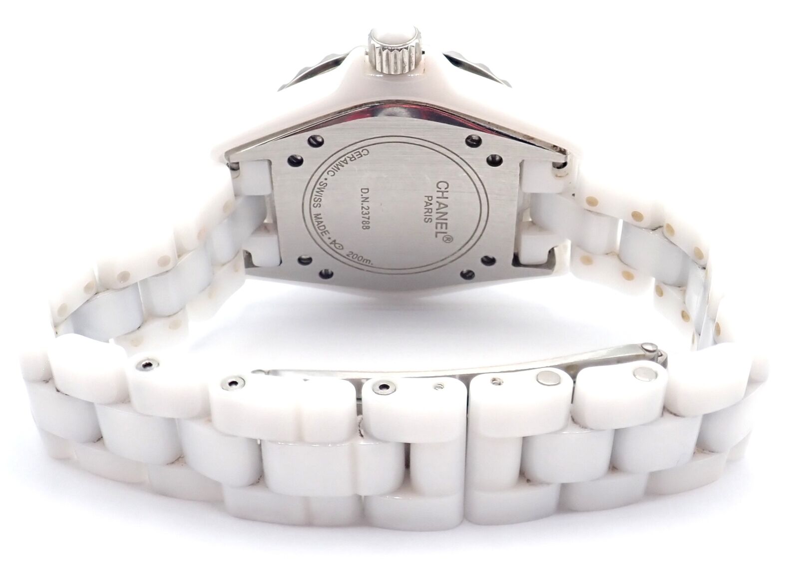 CHANEL Jewelry & Watches:Watches, Parts & Accessories:Watches:Wristwatches Authentic! Chanel J12 White Ceramic 33mm Automatic Diamond Watch DN23788