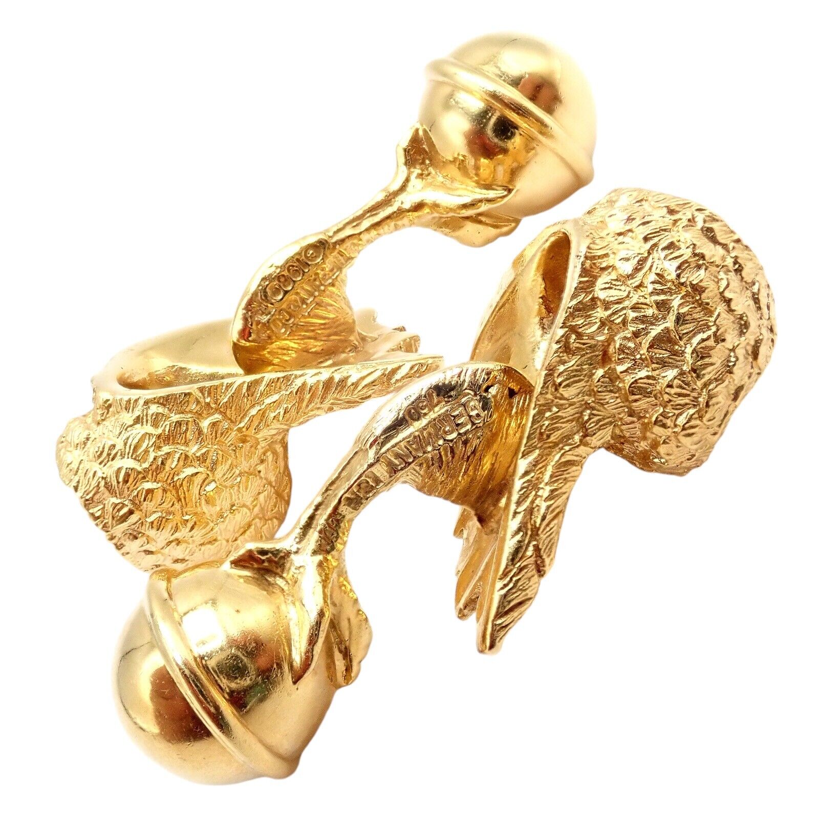 Rare! Vintage Tiffany & Co. 18k Yellow Gold Emerald Owl Germany 1989 Cufflinks | Fortrove