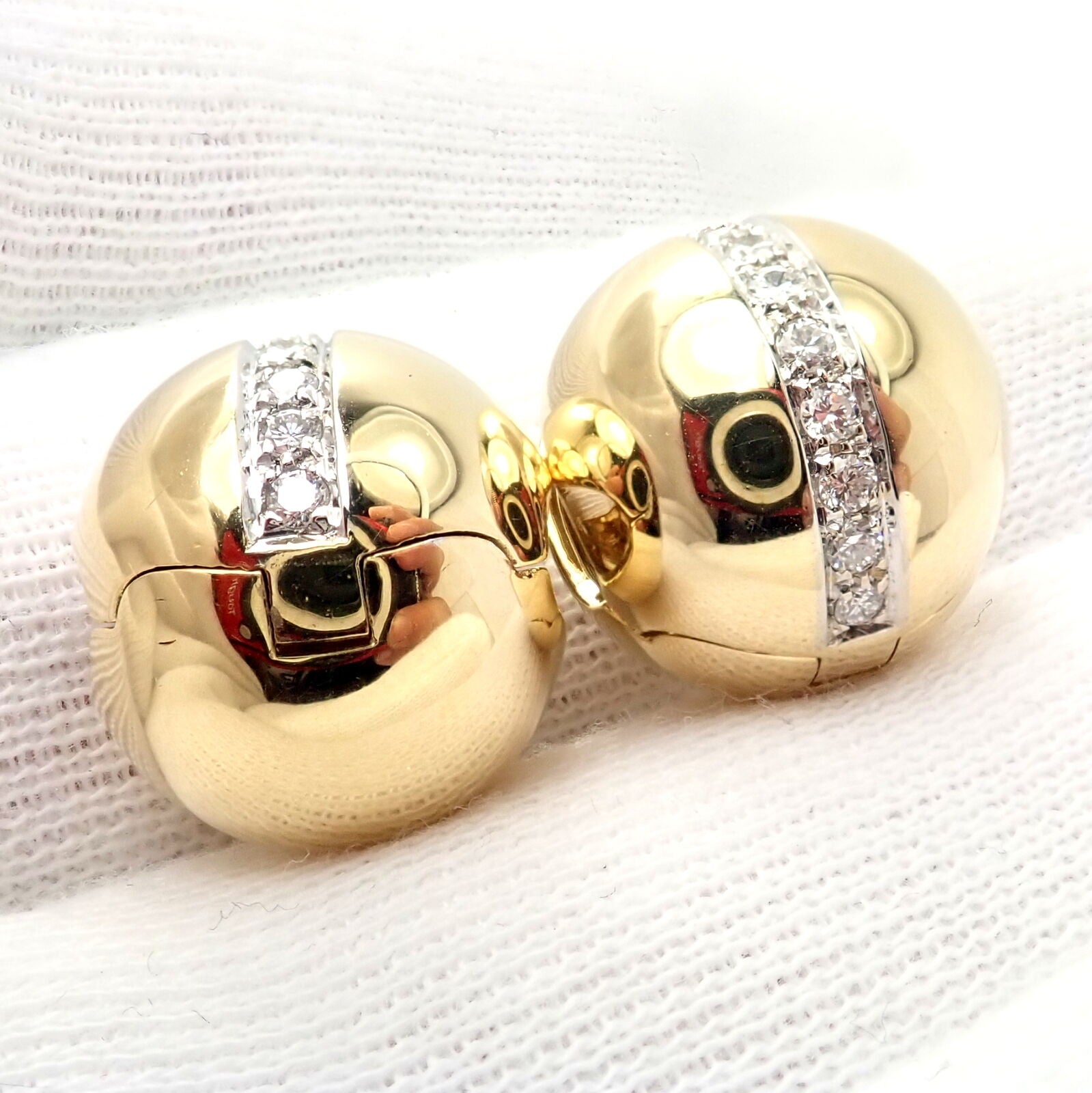 Pomellato Jewelry & Watches:Fine Jewelry:Earrings Rare! Authentic Pomellato 18k Yellow Gold Diamond Globe Hug Earrings