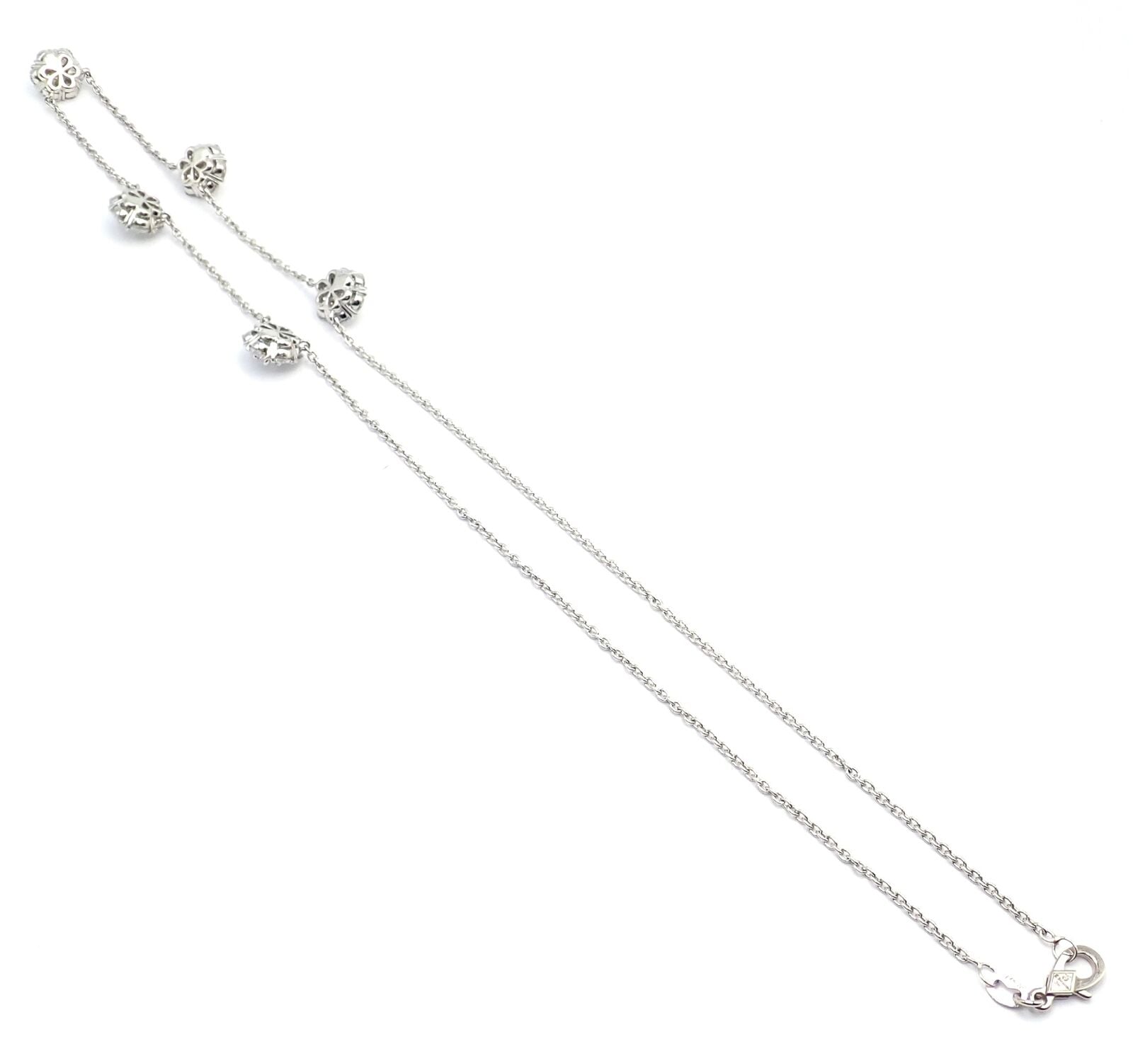 Van Cleef & Arpels Platinum Diamond Five Flower Fleurette Necklace Paper | Fortrove