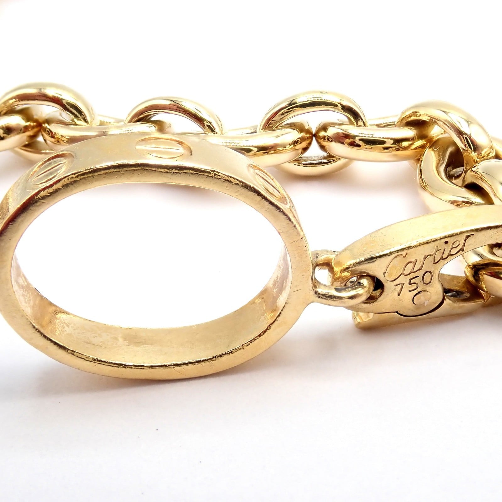 Authentic Cartier 18k Yellow Gold LOVE Trinity Double C Charm Link Bracelet 1995 | Fortrove