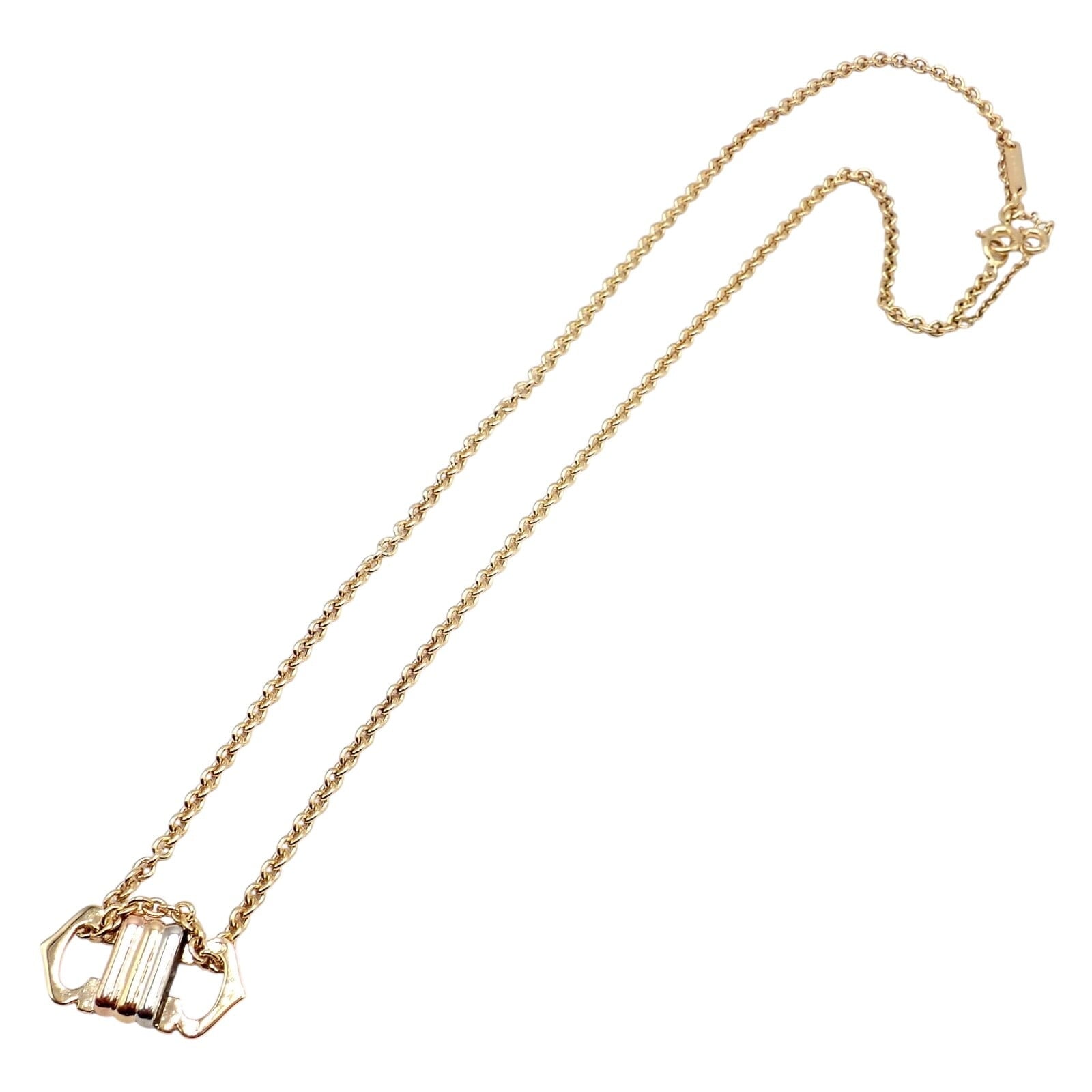 Cartier Jewelry & Watches:Fine Jewelry:Necklaces & Pendants Authentic! Cartier 18k TriColor Gold Double C Charm Pendant Necklace