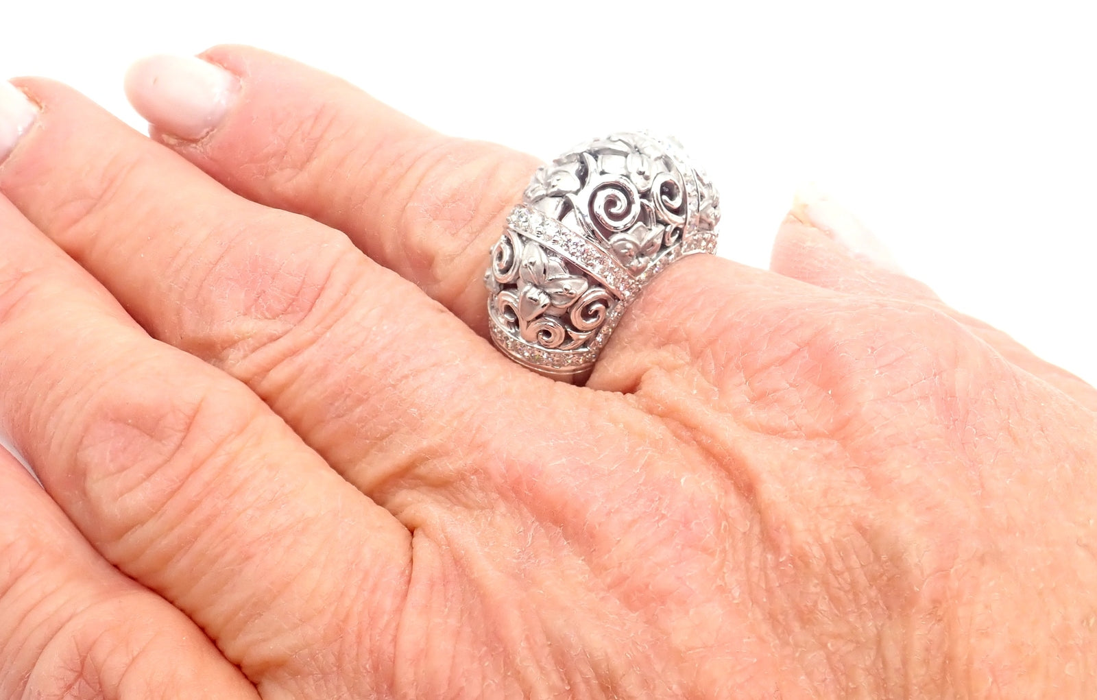 New! Authentic Carrera Y Carrera Taj Mahal 18k White Gold Diamond Ring Cert. | Fortrove