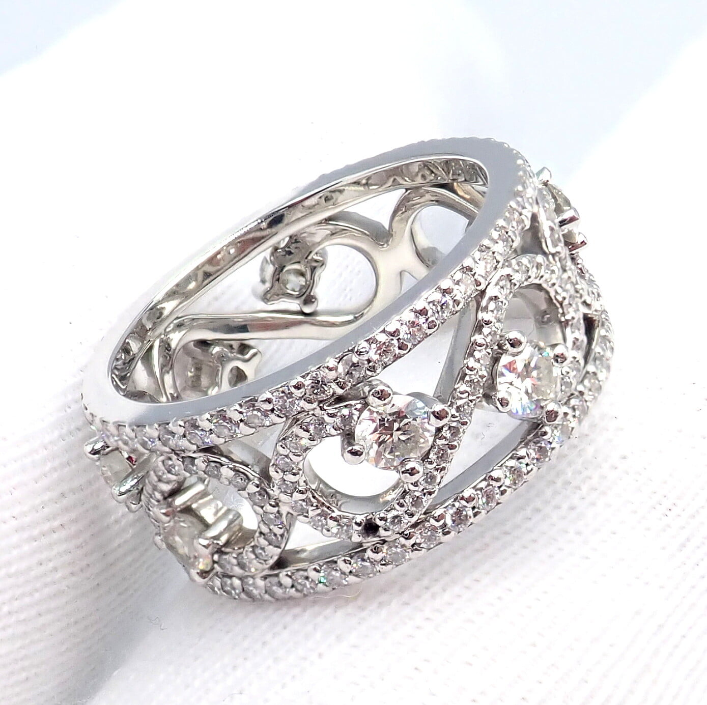 Tiffany & Co. Jewelry & Watches:Fine Jewelry:Rings Authentic! Tiffany & Co Platinum Diamond Enchant Scroll Wide Band Ring Size 6