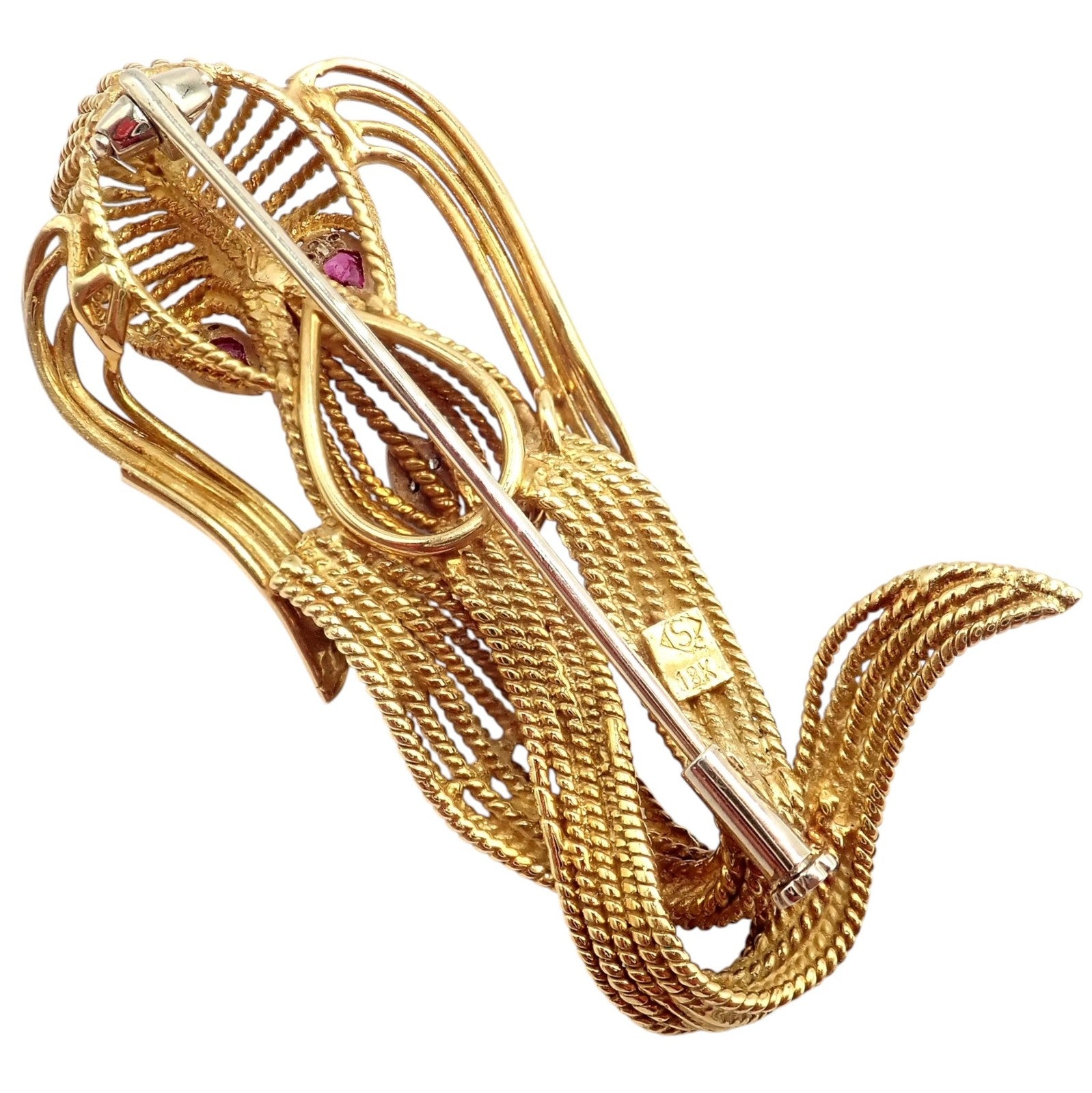 H. Stern Jewelry & Watches:Fine Jewelry:Brooches & Pins Vintage! H. Stern 18k Yellow Gold Diamond Ruby Basset Hound Dog Pin Brooch