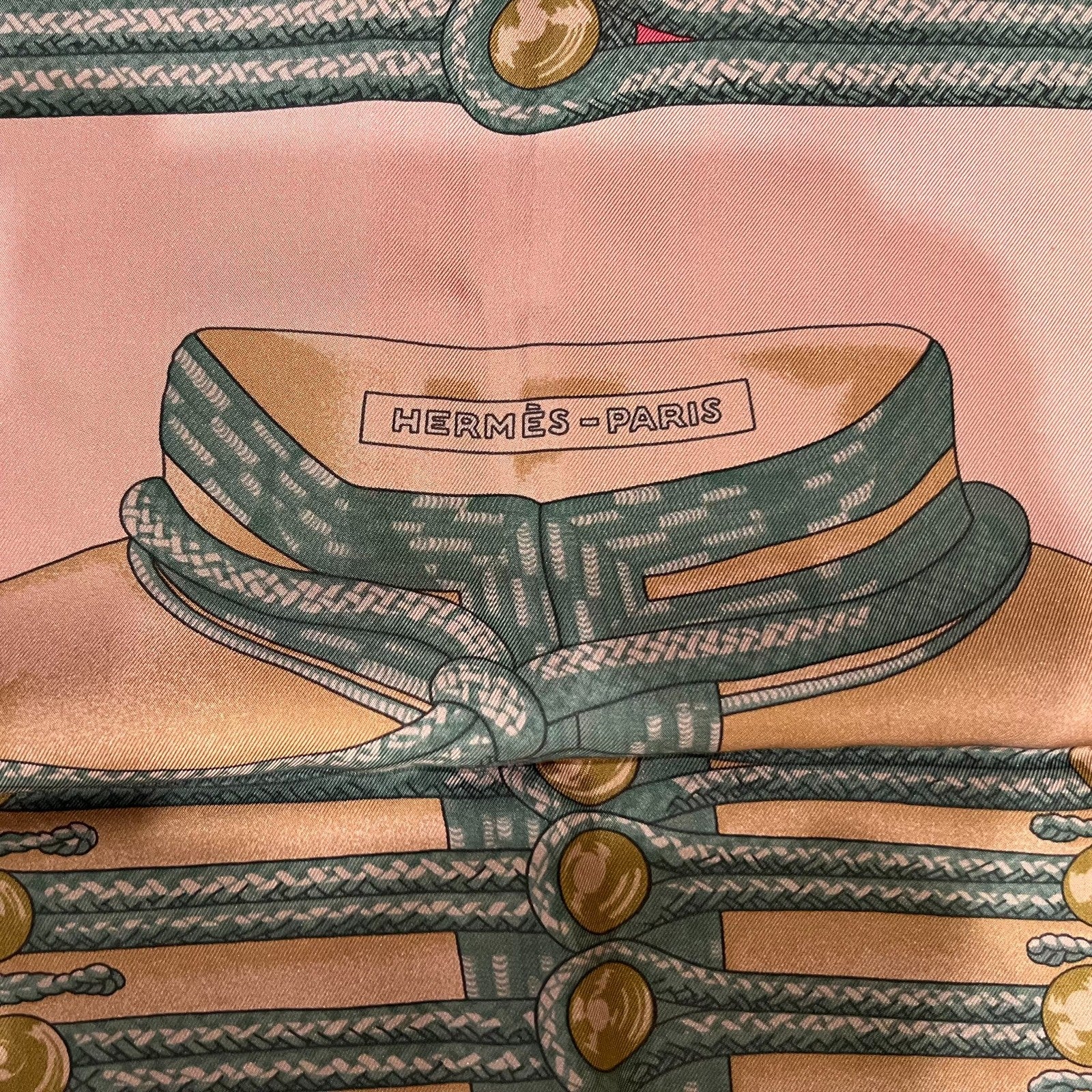 Authentic Hermes Pink Brandebourgs Silk Scarf 90cm | Fortrove