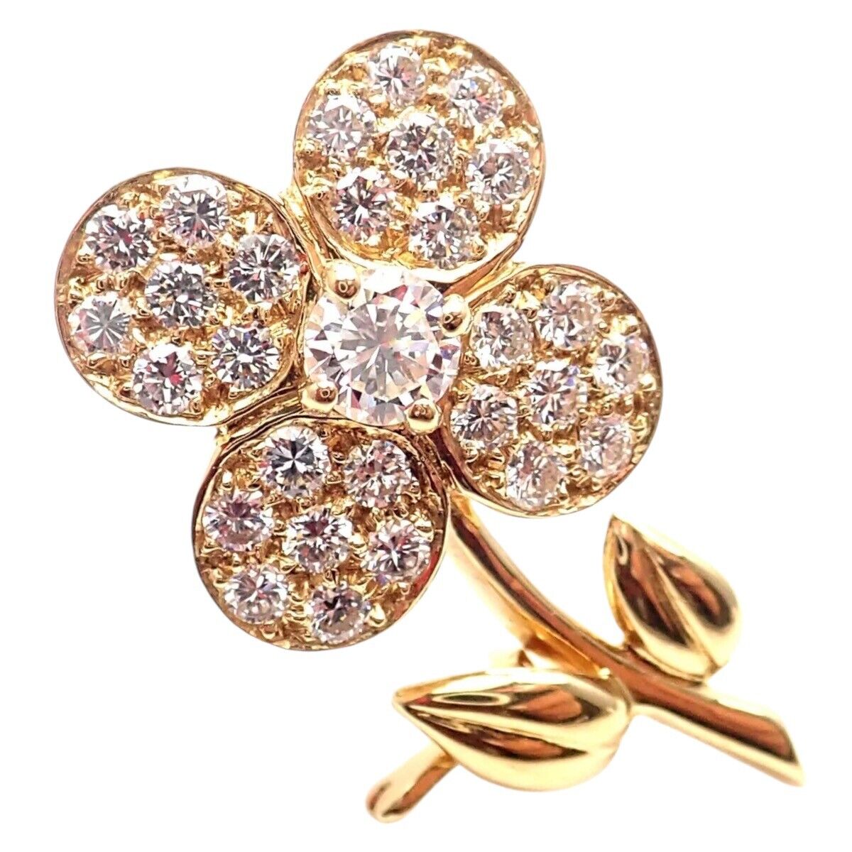 Van Cleef & Arpels Jewelry & Watches:Fine Jewelry:Brooches & Pins Rare! Authentic Van Cleef & Arpels Diamond 18k Yellow Gold Flower Pin Brooch