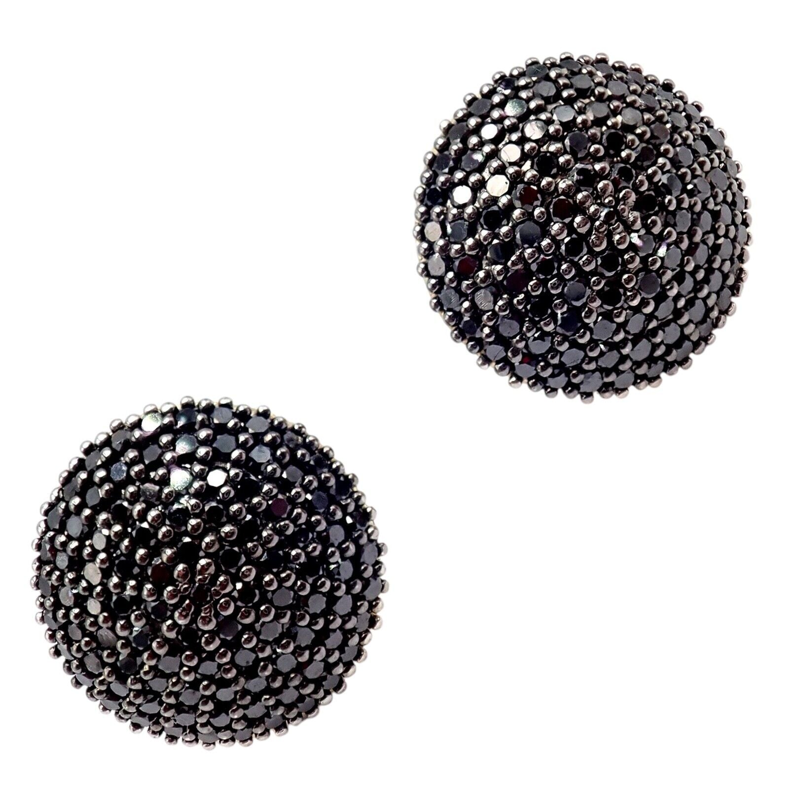 Authentic! Gurhan 24k Yellow Gold Hammered Lentil Black Diamond Large Earrings | Fortrove