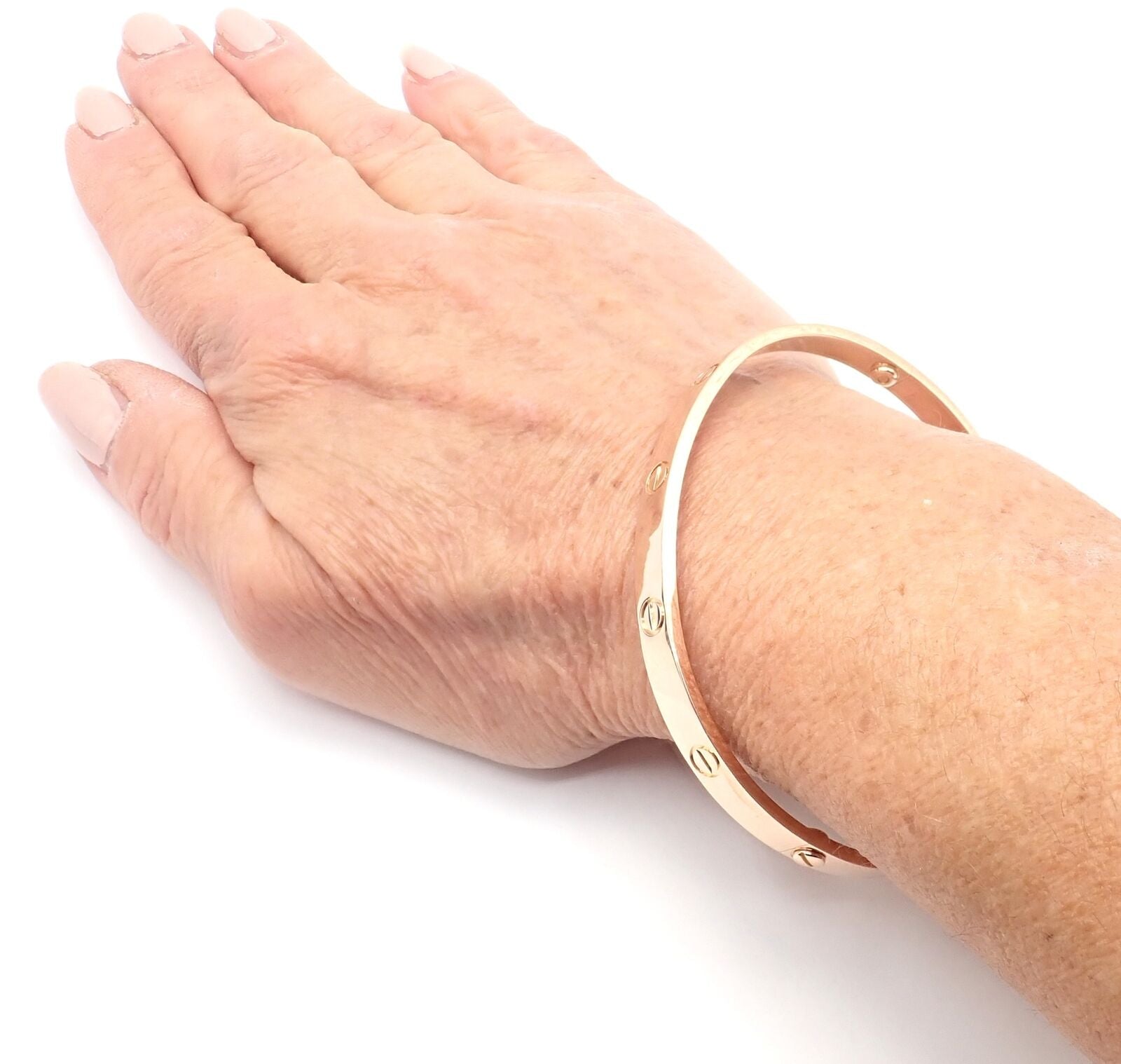 Authentic! Cartier 18k Rose Gold Love Bangle Bracelet Size 21 Paper | Fortrove