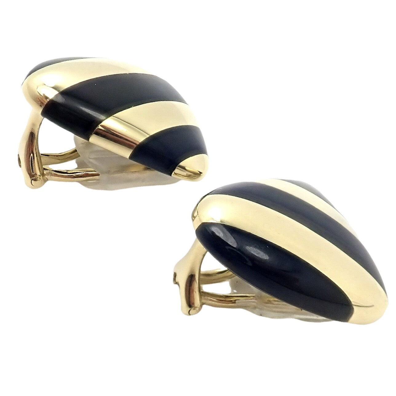 Tiffany & Co Angela Cummings 18k Yellow Gold Inlaid Black Jade Earrings | Fortrove