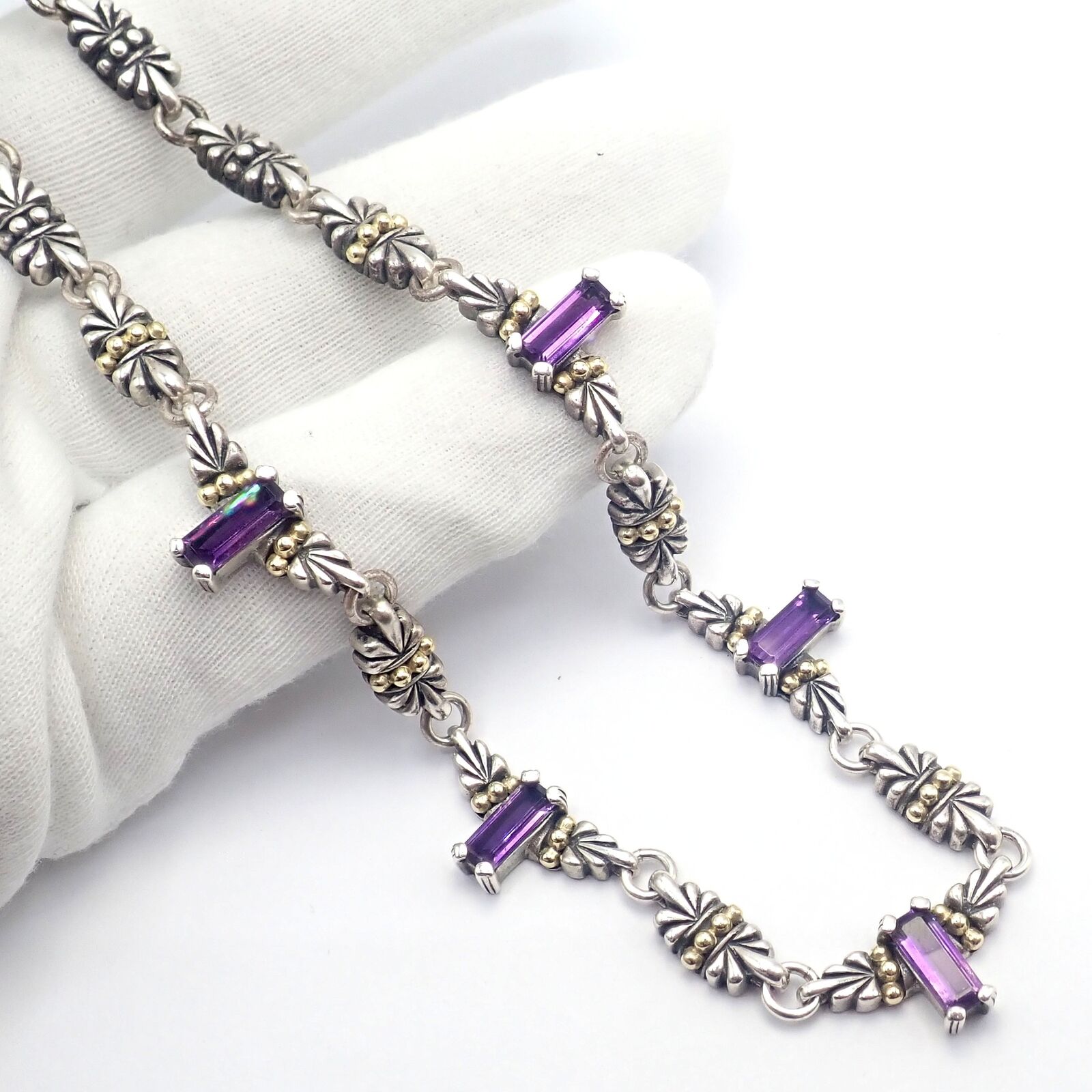 Lagos Jewelry & Watches:Fine Jewelry:Necklaces & Pendants Authentic! Lagos Caviar Silver + 18k Yellow Gold Amethyst Necklace