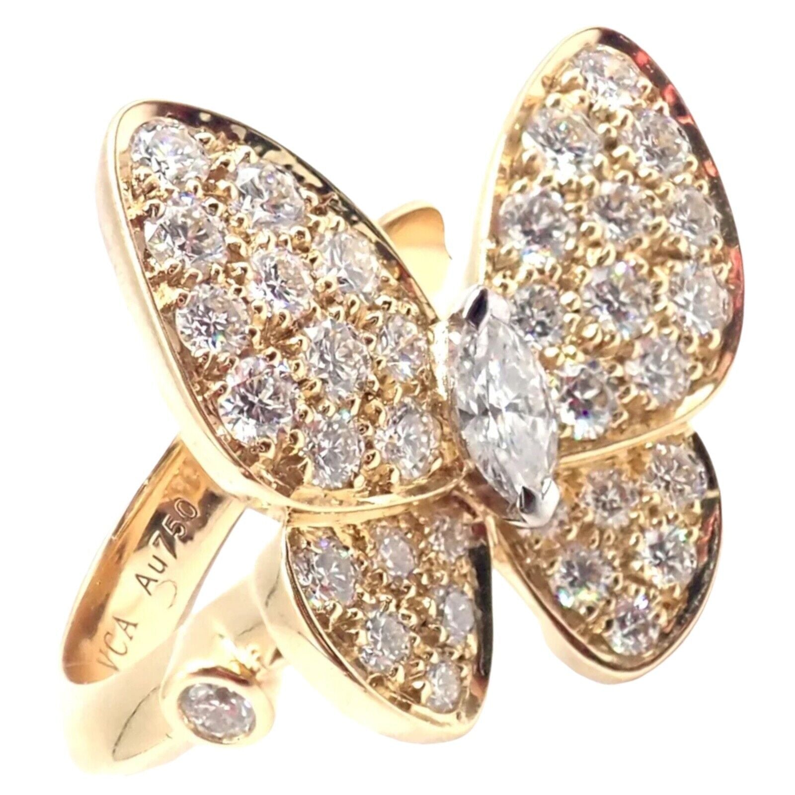 Cartier Jewelry & Watches:Fine Jewelry:Rings Authentic! Van Cleef & Arpels 18k Yellow Gold Diamond Two Butterfly Ring Cert.