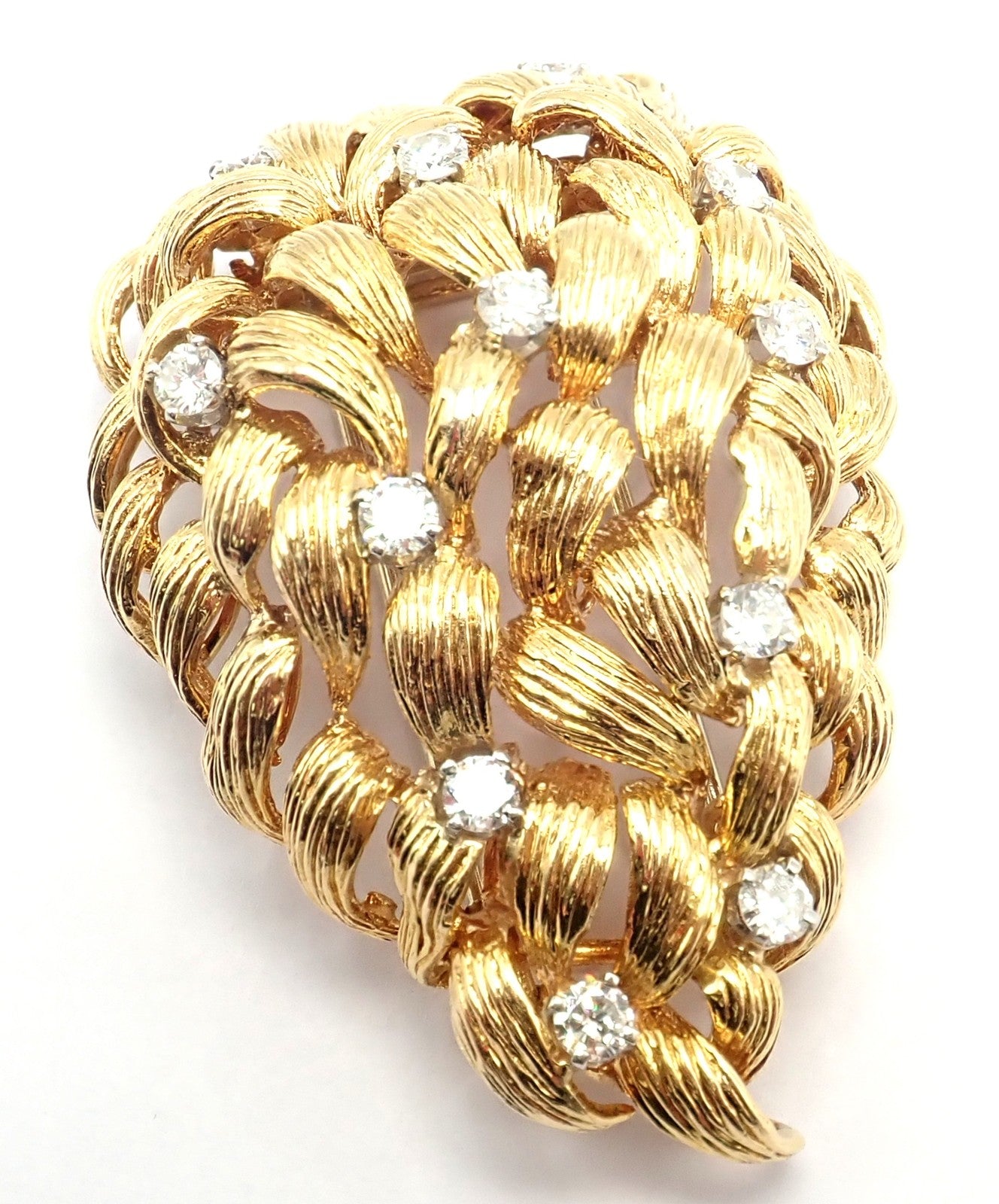 David Webb Jewelry & Watches:Fine Jewelry:Brooches & Pins Authentic! David Webb 18k Yellow Gold Diamond Large Brooch