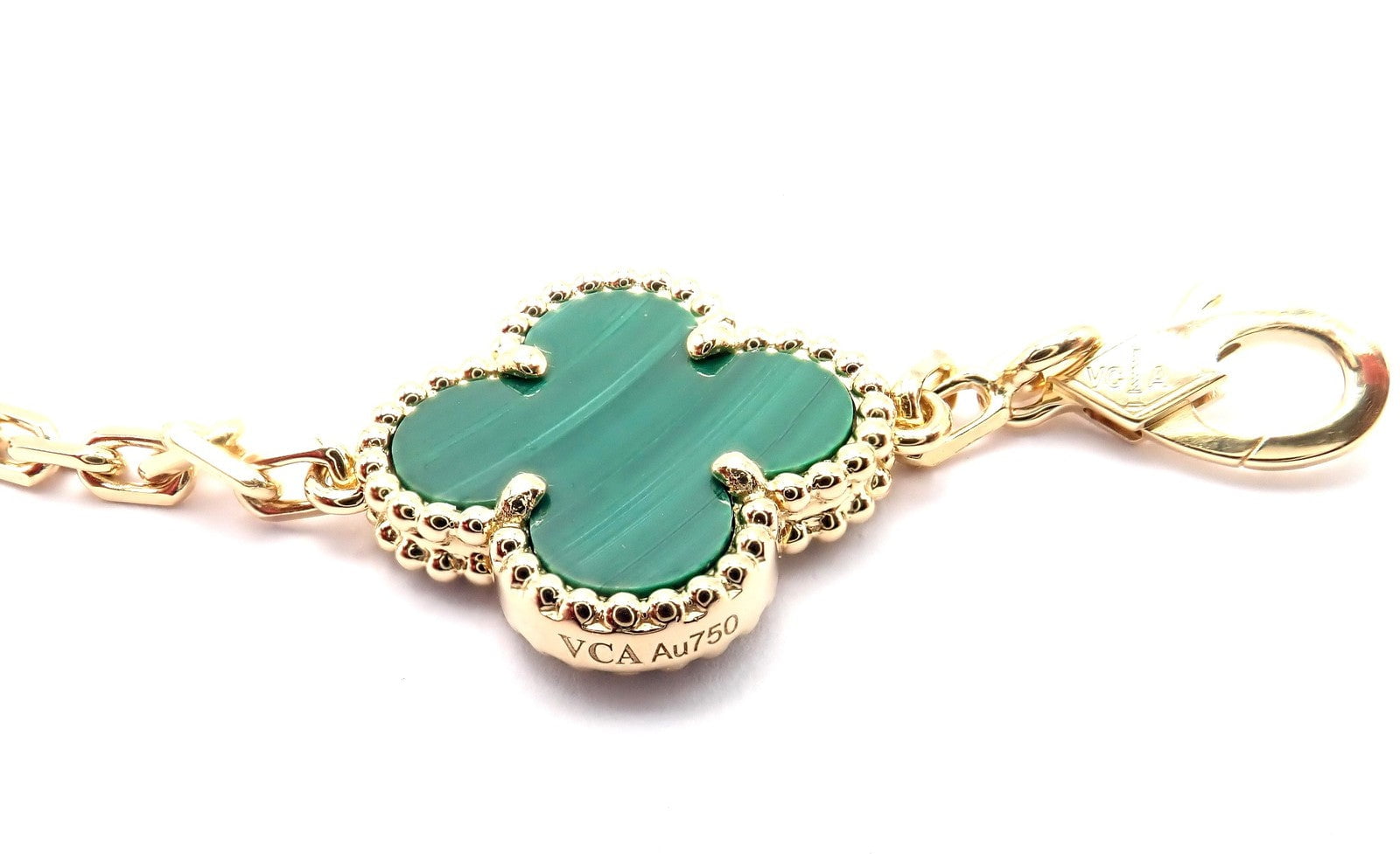 Van Cleef & Arpels Jewelry & Watches:Fine Jewelry:Bracelets & Charms Authentic! Van Cleef & Arpels 18k Gold 5 Motif Malachite Alhambra Bracelet Cert.