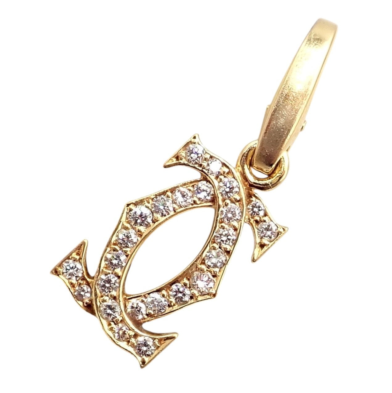 Authentic! Vintage Cartier 18k Yellow Gold Diamond Double C Charm Pendant | Fortrove