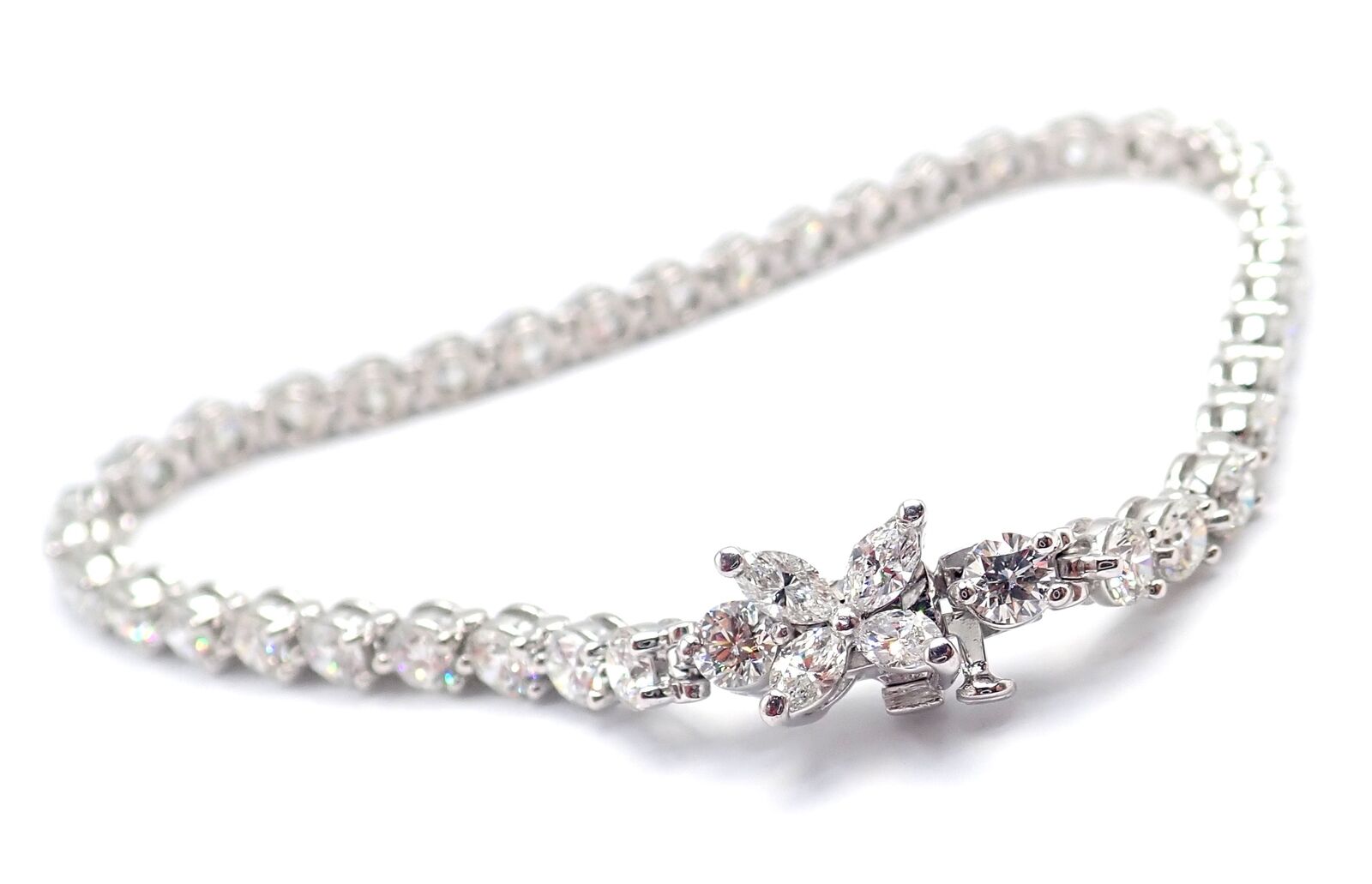 Authentic! Tiffany & Co Victoria Platinum 6.5ct Diamond Line Tennis Bracelet | Fortrove