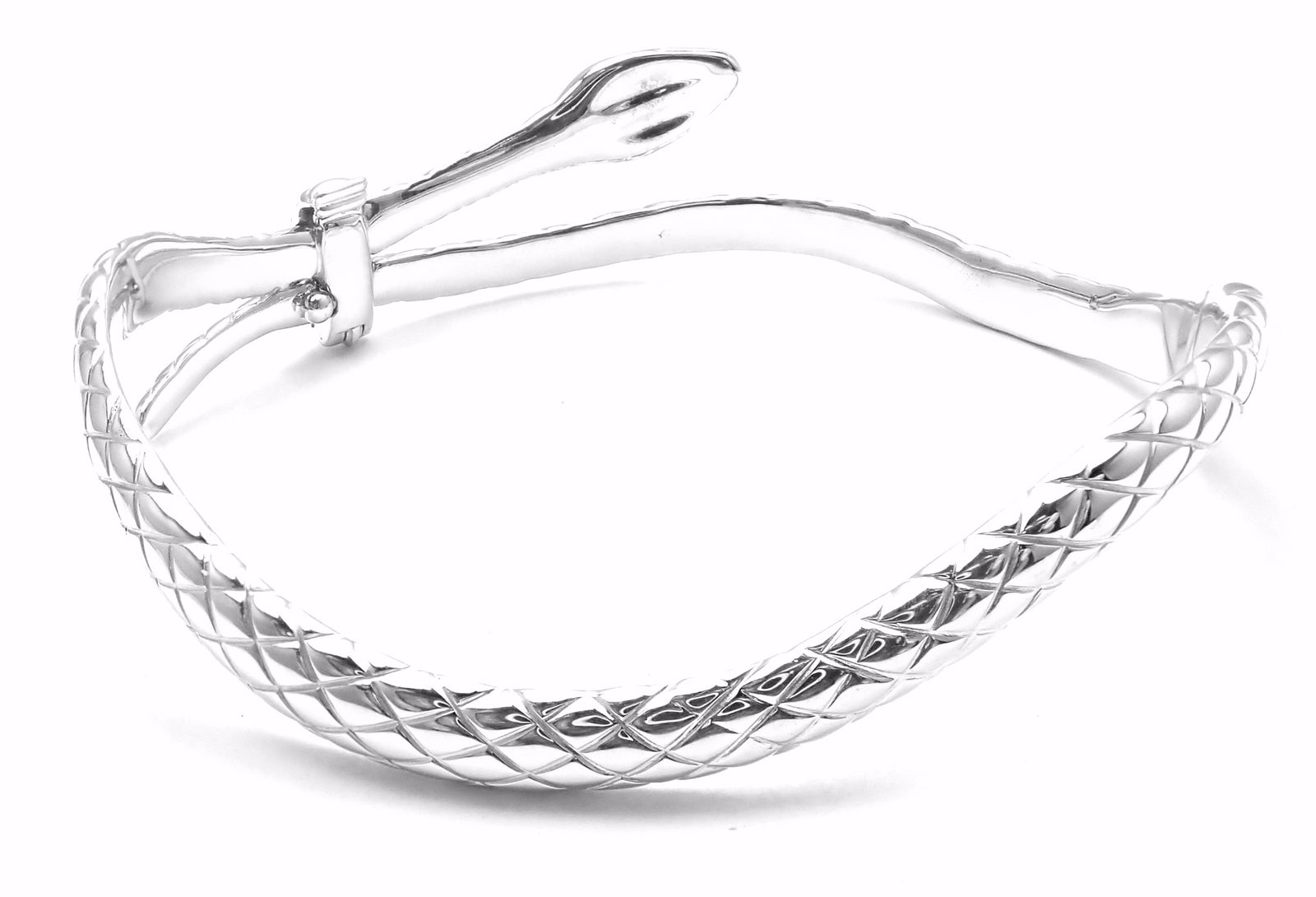 Rare! Authentic Tom Ford 18k White Gold Diamond Snake Bangle Bracelet | Fortrove