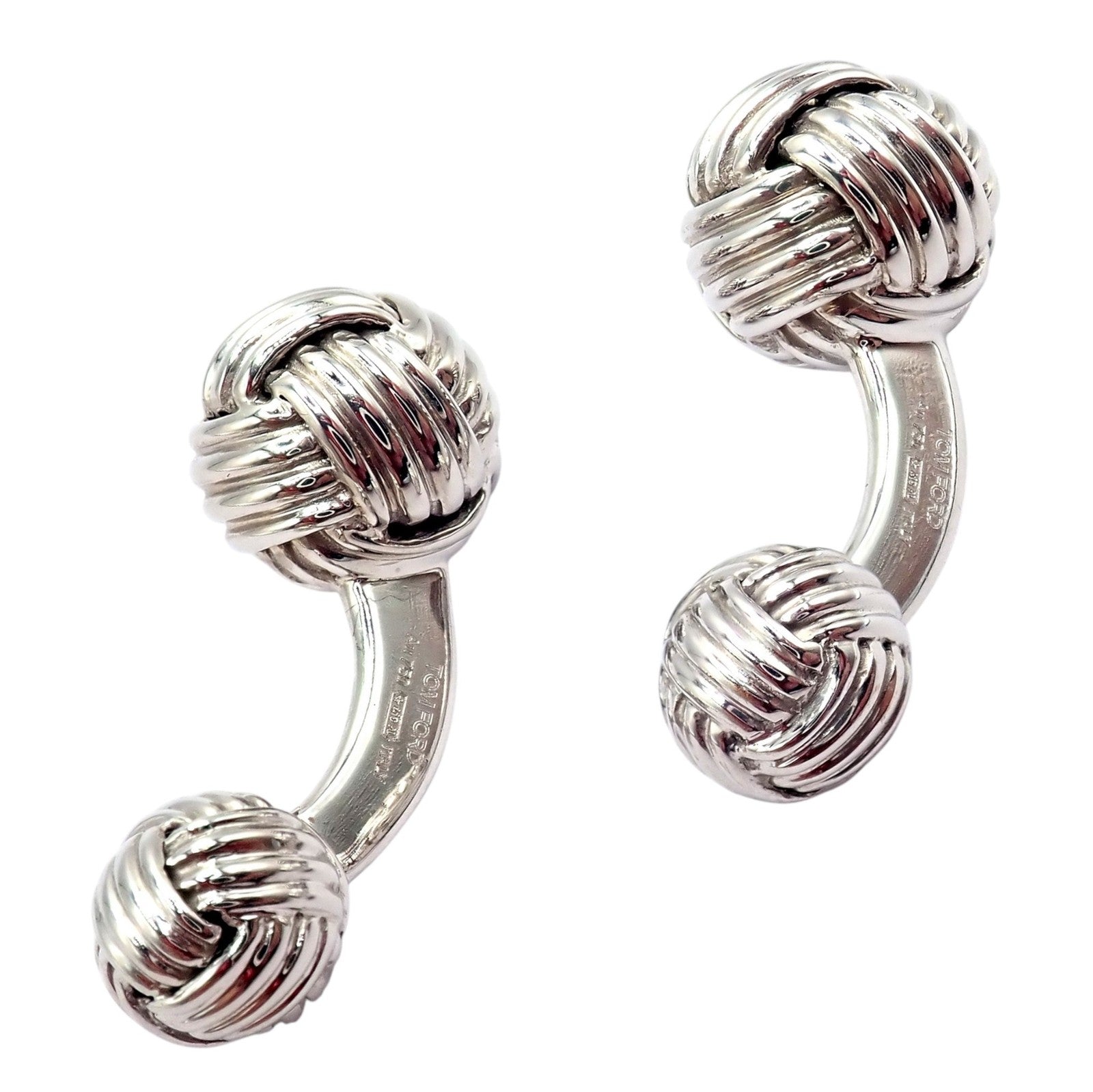 Tom Ford Jewelry & Watches:Men's Jewelry:Cufflinks Authentic Tom Ford 18k White Gold Signature Classic Rope Knot Cufflinks
