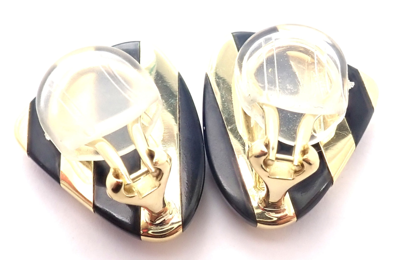 Tiffany & Co Angela Cummings 18k Yellow Gold Inlaid Black Jade Earrings | Fortrove